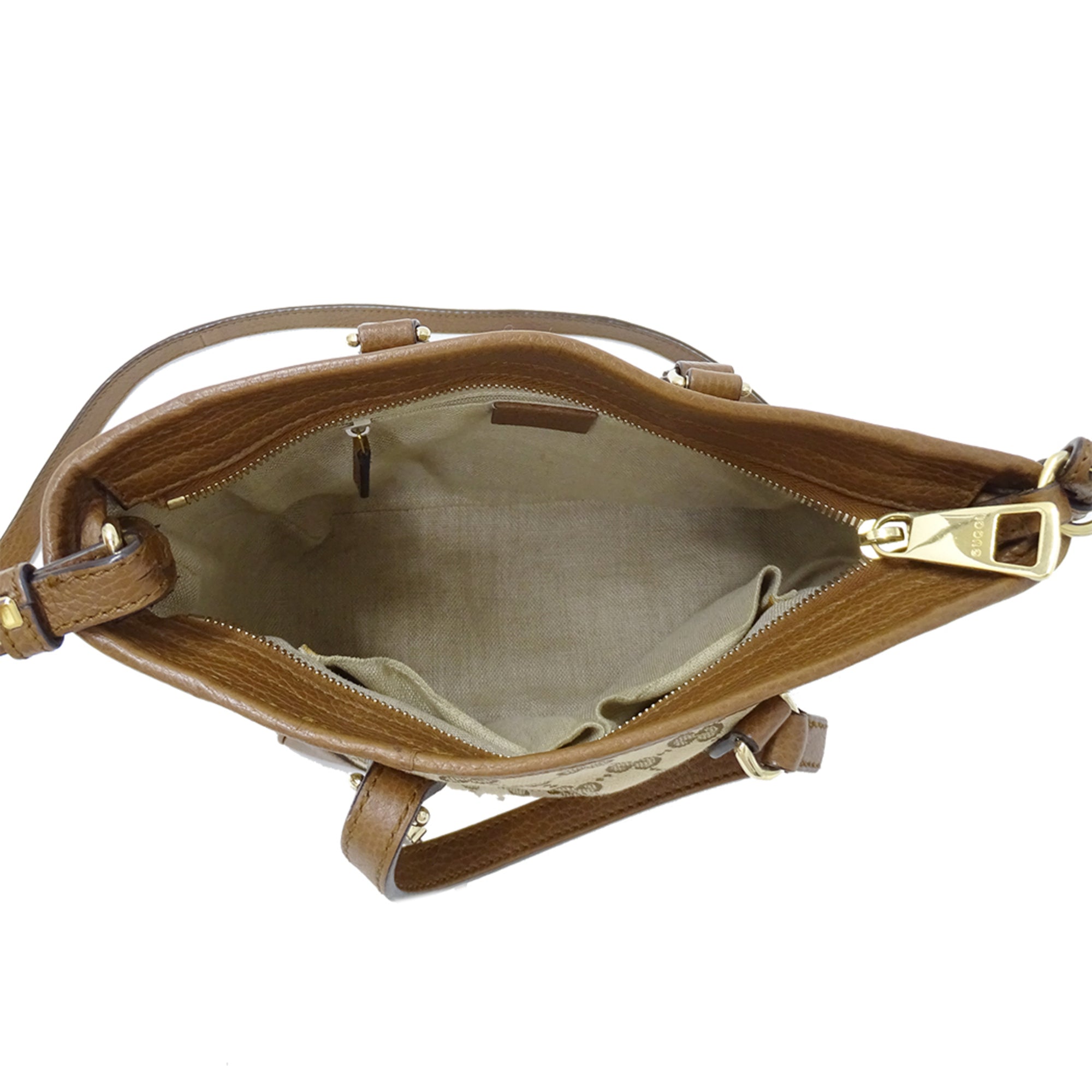 Gucci Beige Brown Gg Canvas Handbag Shoulder Bag (Pre-Owned)