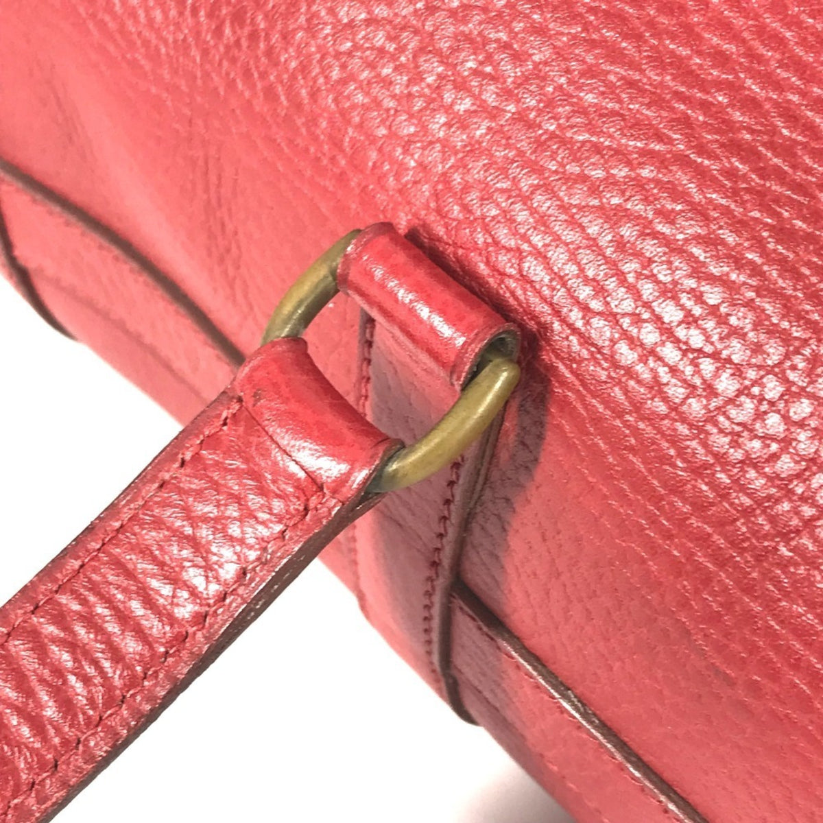 Hermes Red Color Ardennes Leather Boston Bag Handbag (Pre-Owned)