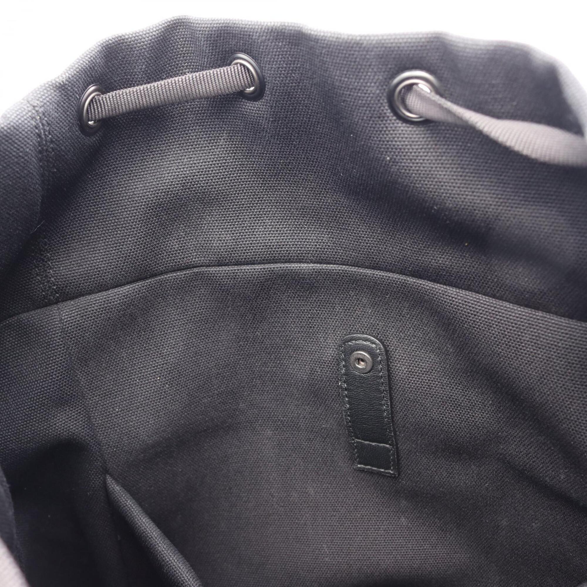 Bottega Veneta Black Gray White Canvas Leather Backpack Handbag (Pre-Owned)