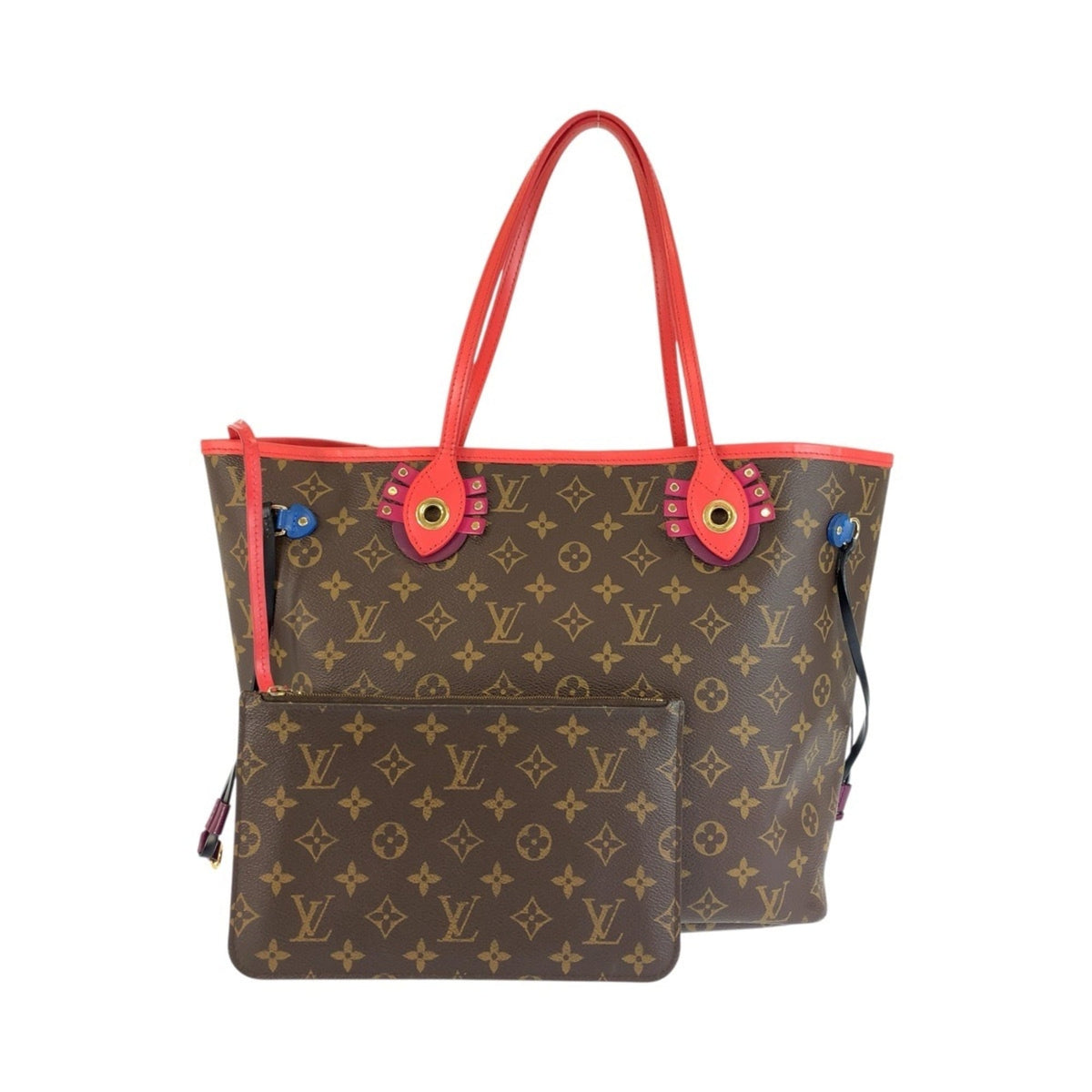 Louis Vuitton Brown Monogram Red Color Monogram Shoulder Bag Tote Bag (Pre-Owned)