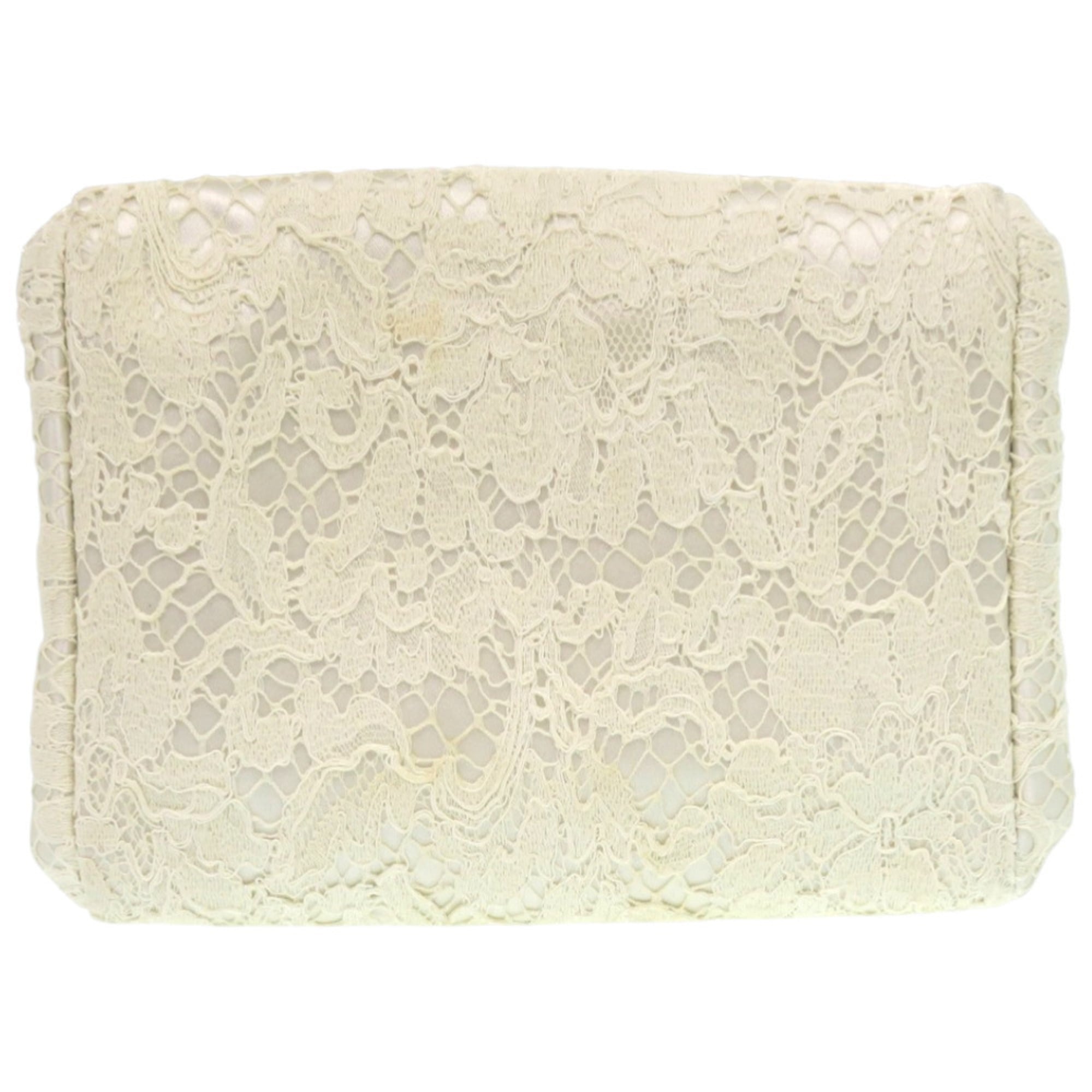 Dolce & Gabbana Off-White Metal Leather Clutch Bag (Pre-Owned)