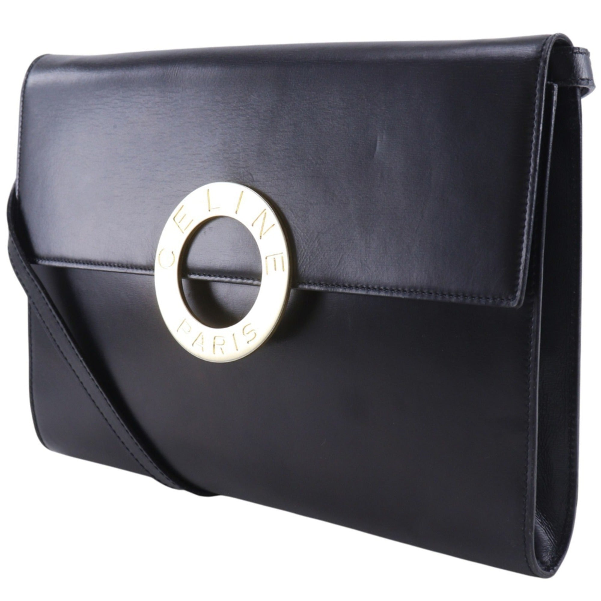 Celine Black Leather Clutch Bag Shoulder Bag (Pre-Owned)