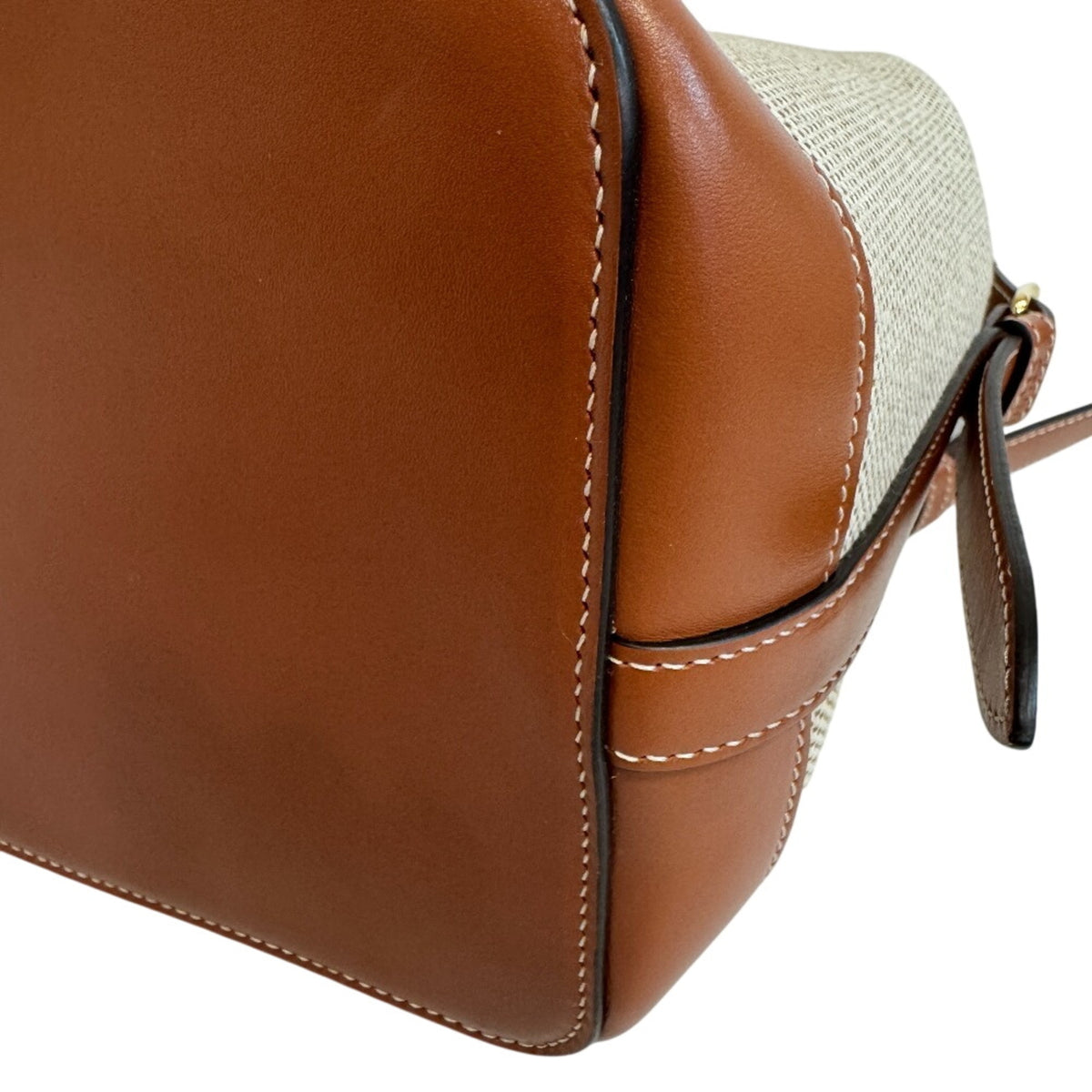 Celine Beige Brown Canvas Leather Shoulder Bag (Pre-Owned)