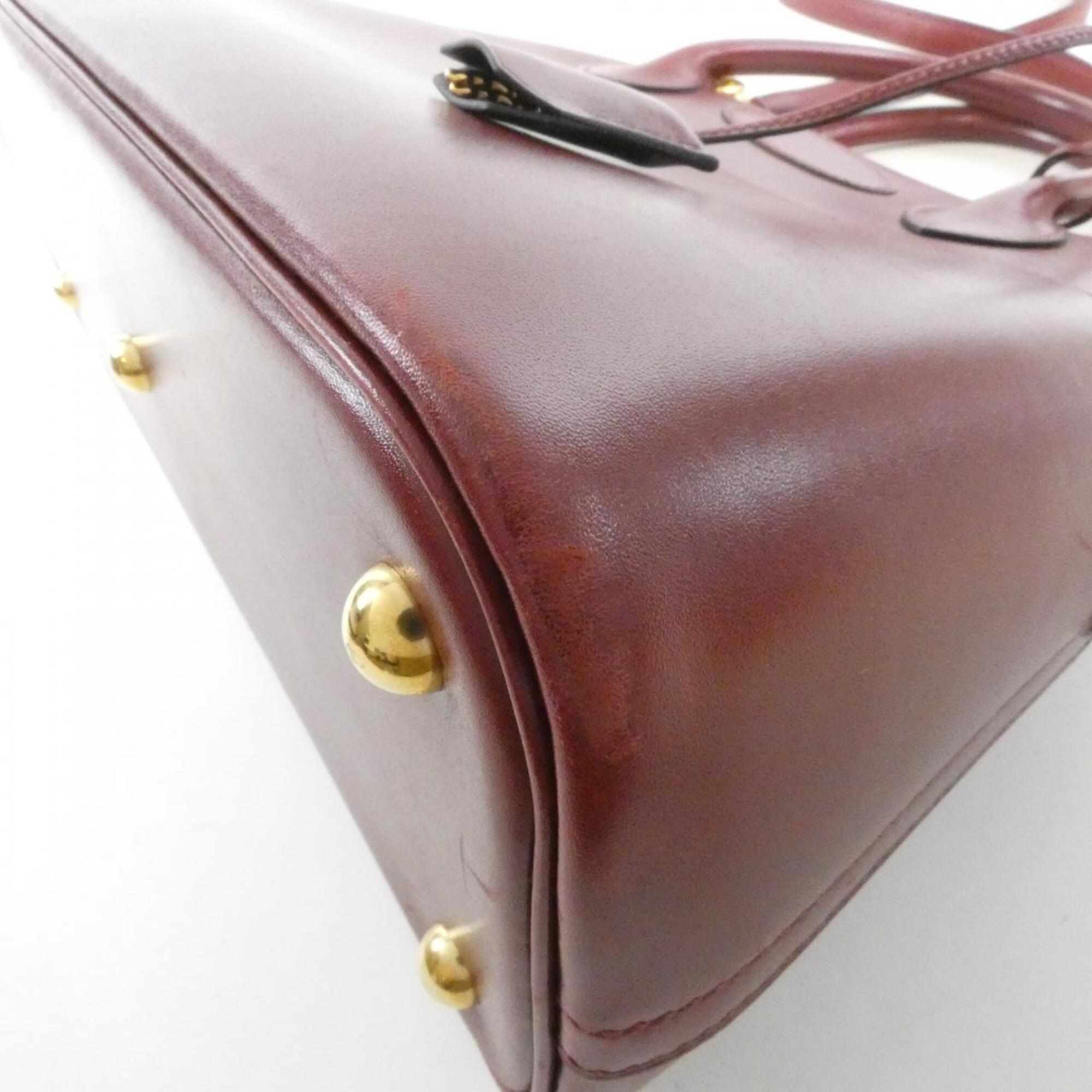 Hermes Rouge H Box Calf Leather Handbag (Pre-Owned)