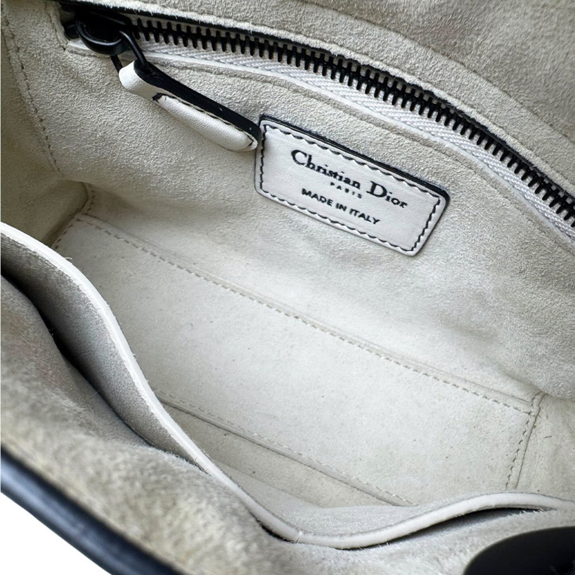 Christian Dior Black Ivory Leather Handbag Shoulder Bag (Pre-Owned)