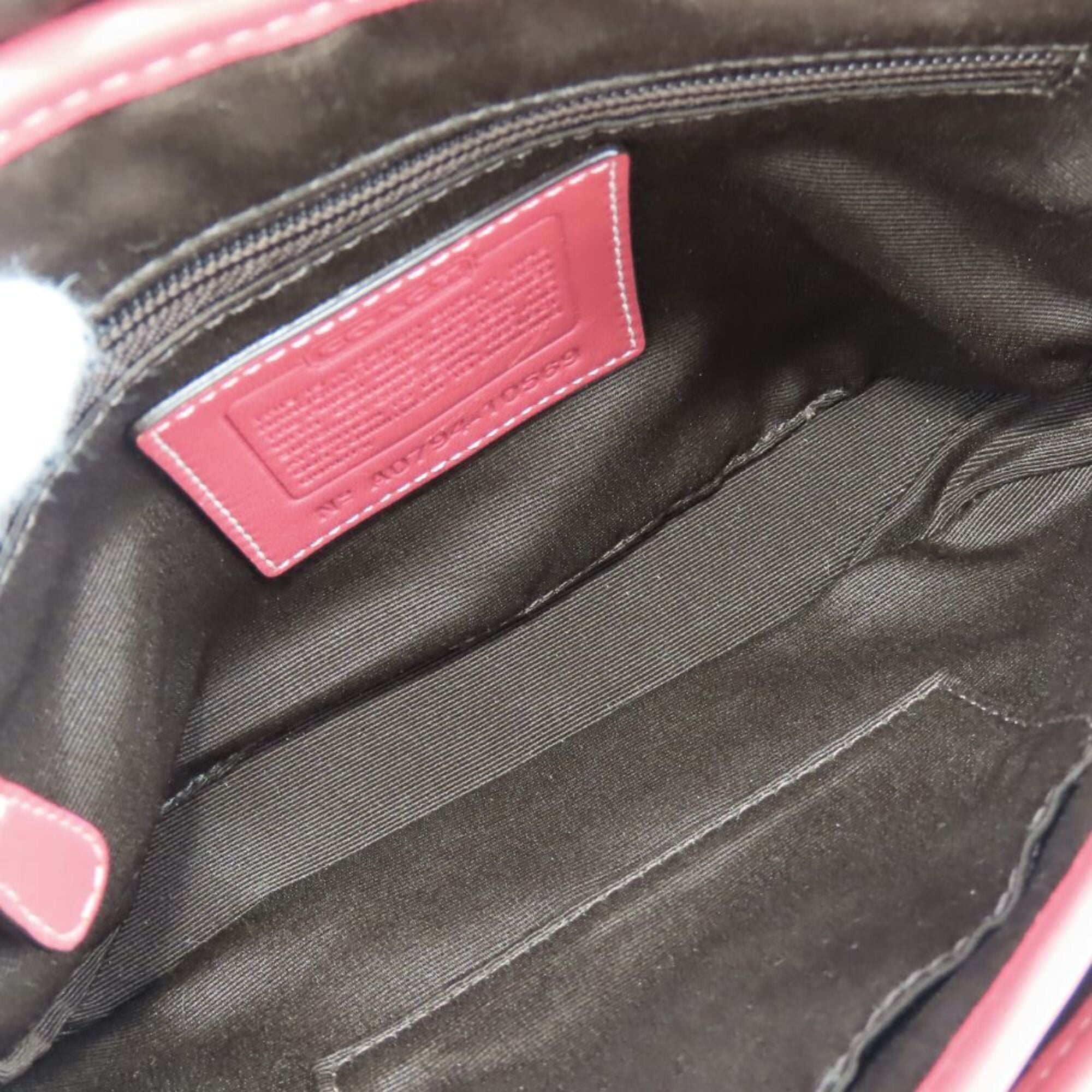 Coach Signature Beige Pink Canvas Leather Pochette Shoulder Bag (Pre-Owned)