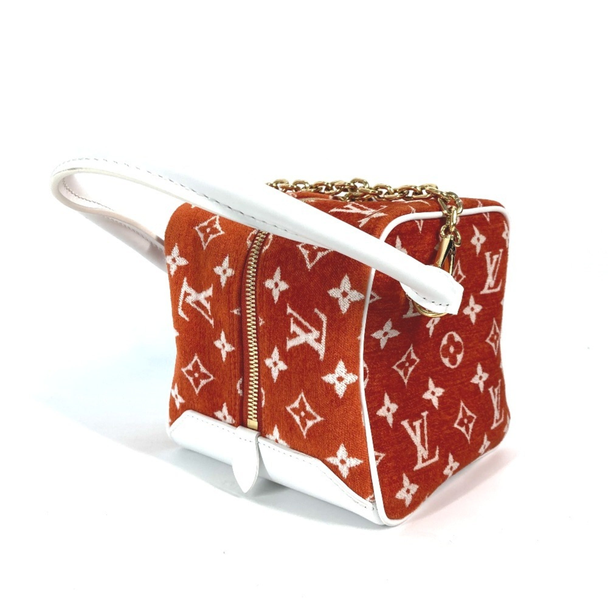 Louis Vuitton Brown Orange Velvet Handbag Shoulder Bag (Pre-Owned)