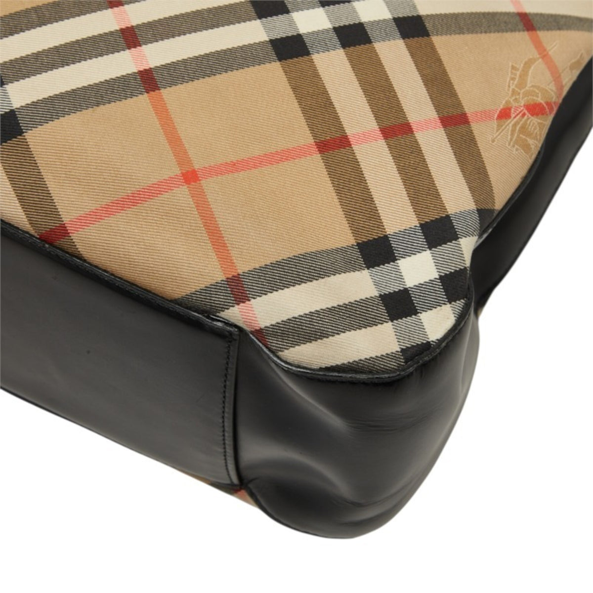 Burberry Beige Black Canvas Leather Tote Bag (Pre-Owned)