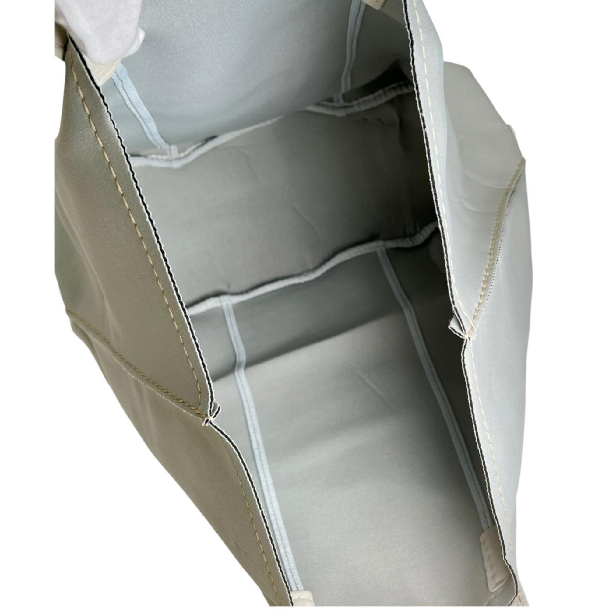 Prada Gray Leather Neoprene Tote Bag (Pre-Owned)