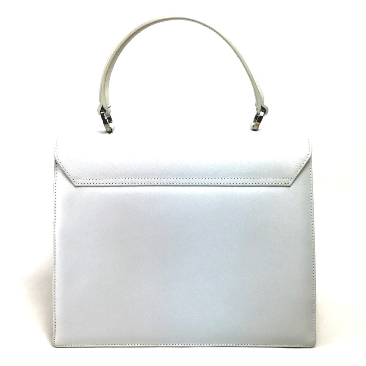 Salvatore Ferragamo Gancini White Leather Handbag Shoulder Bag (Pre-Owned)