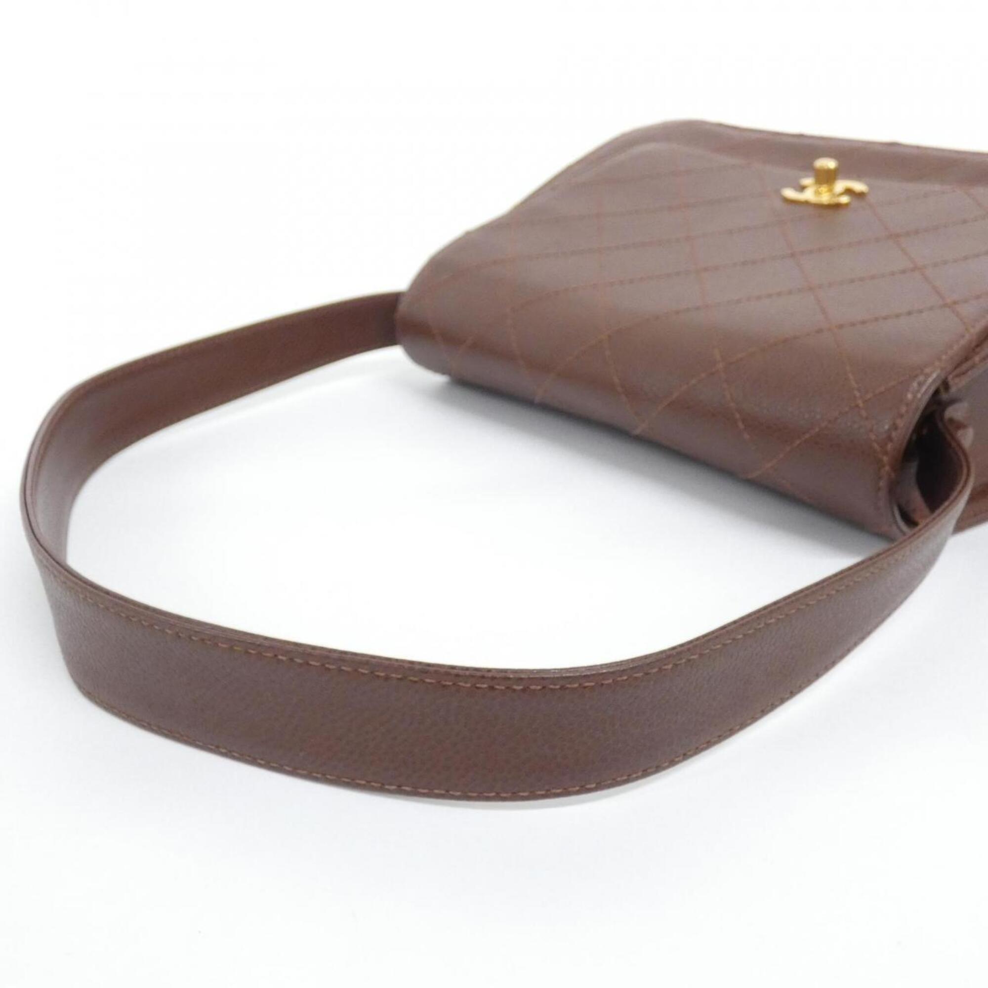 Chanel Dark Brown Grained Calfskin Shoulder Bag (Pre-Owned)