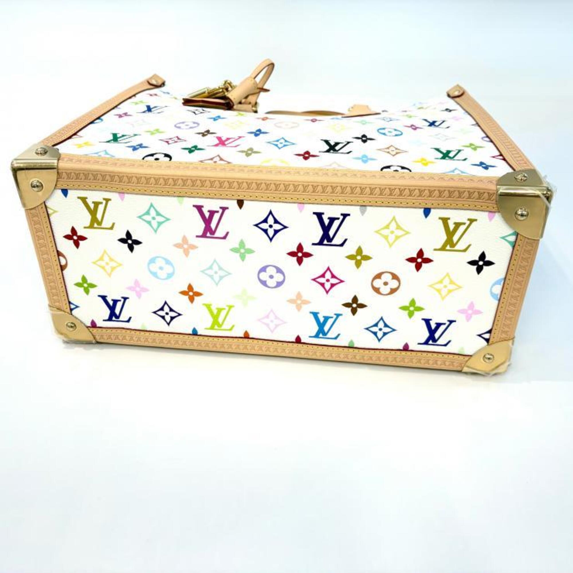 Louis Vuitton Beige Blanc Gold Multi-Color White Coated Canvas Leather Tote Bag (Pre-Owned)