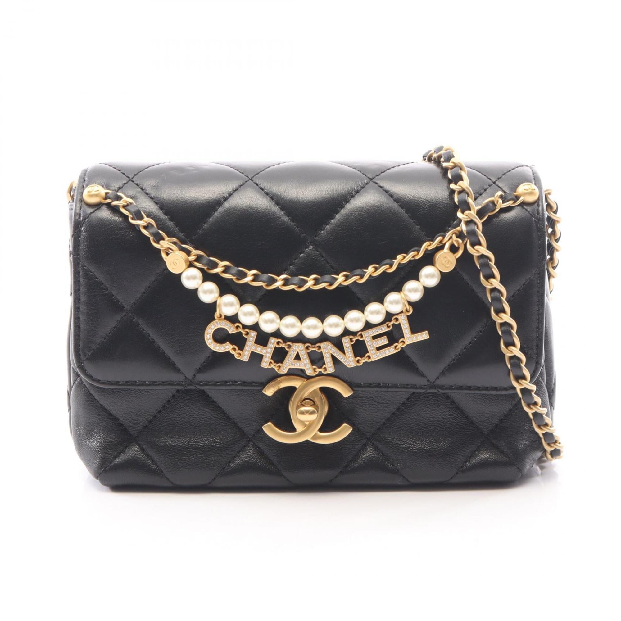 Chanel Black Leather Handbag Shoulder Bag (Pre-Owned)