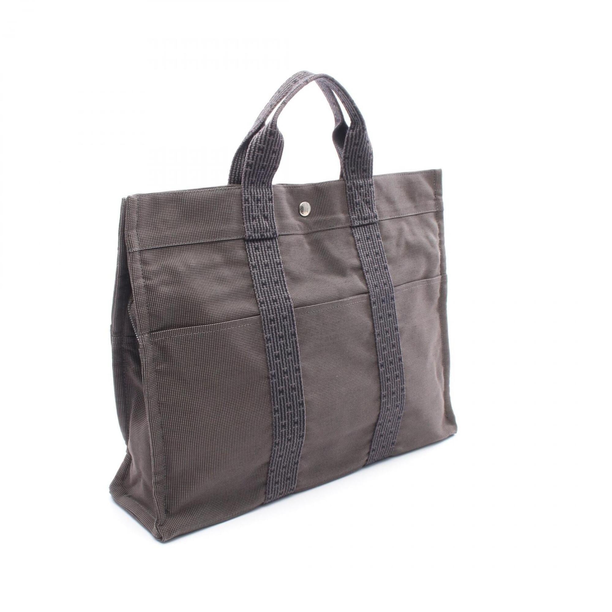 Hermes Gray Canvas Handbag Tote Bag (Pre-Owned)