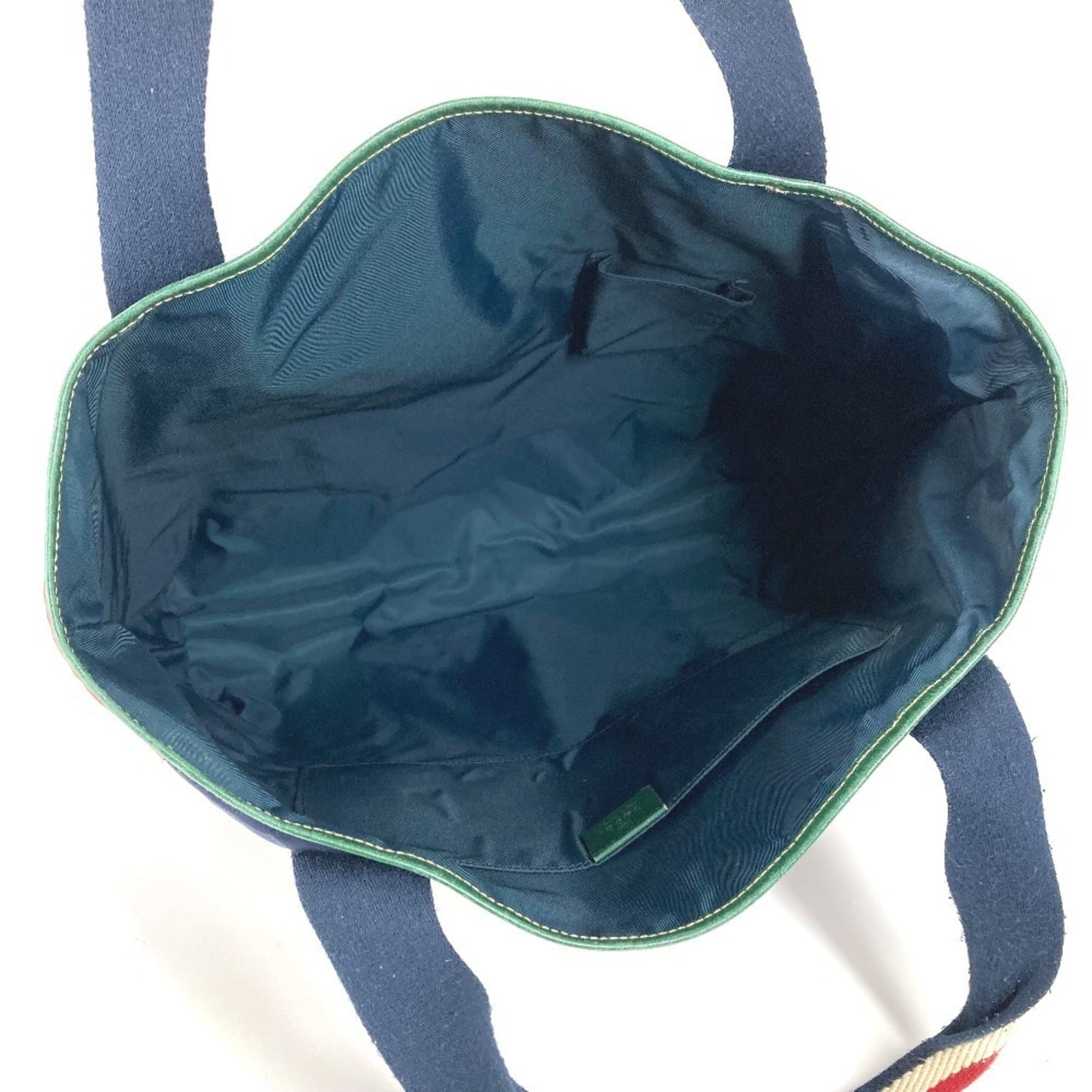 Gucci Navy Red Color Nylon Shoulder Bag Tote Bag (Pre-Owned)