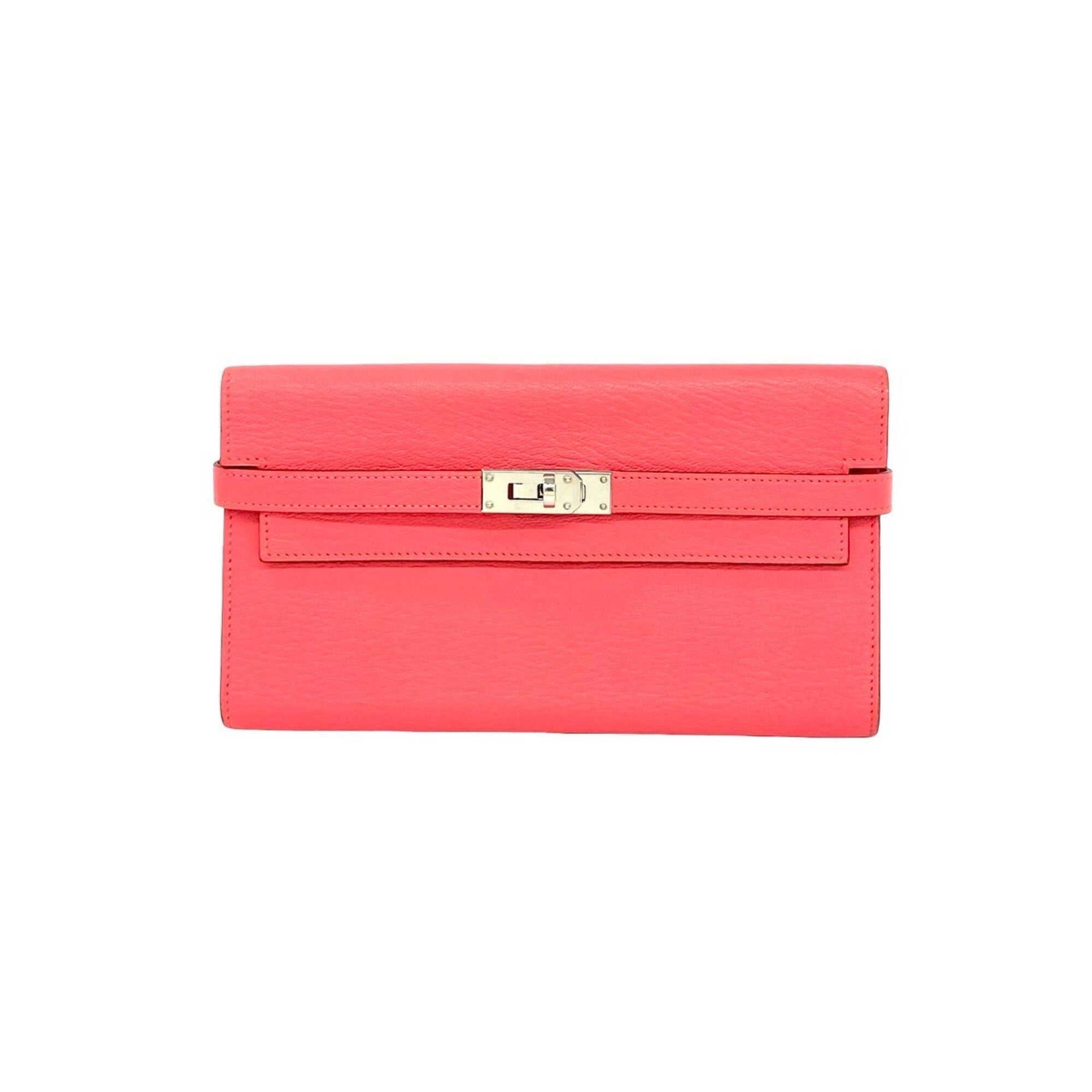 Hermes Pink Chevre Myzore Leather Long Wallet (Bi-Fold) (Pre-Owned)