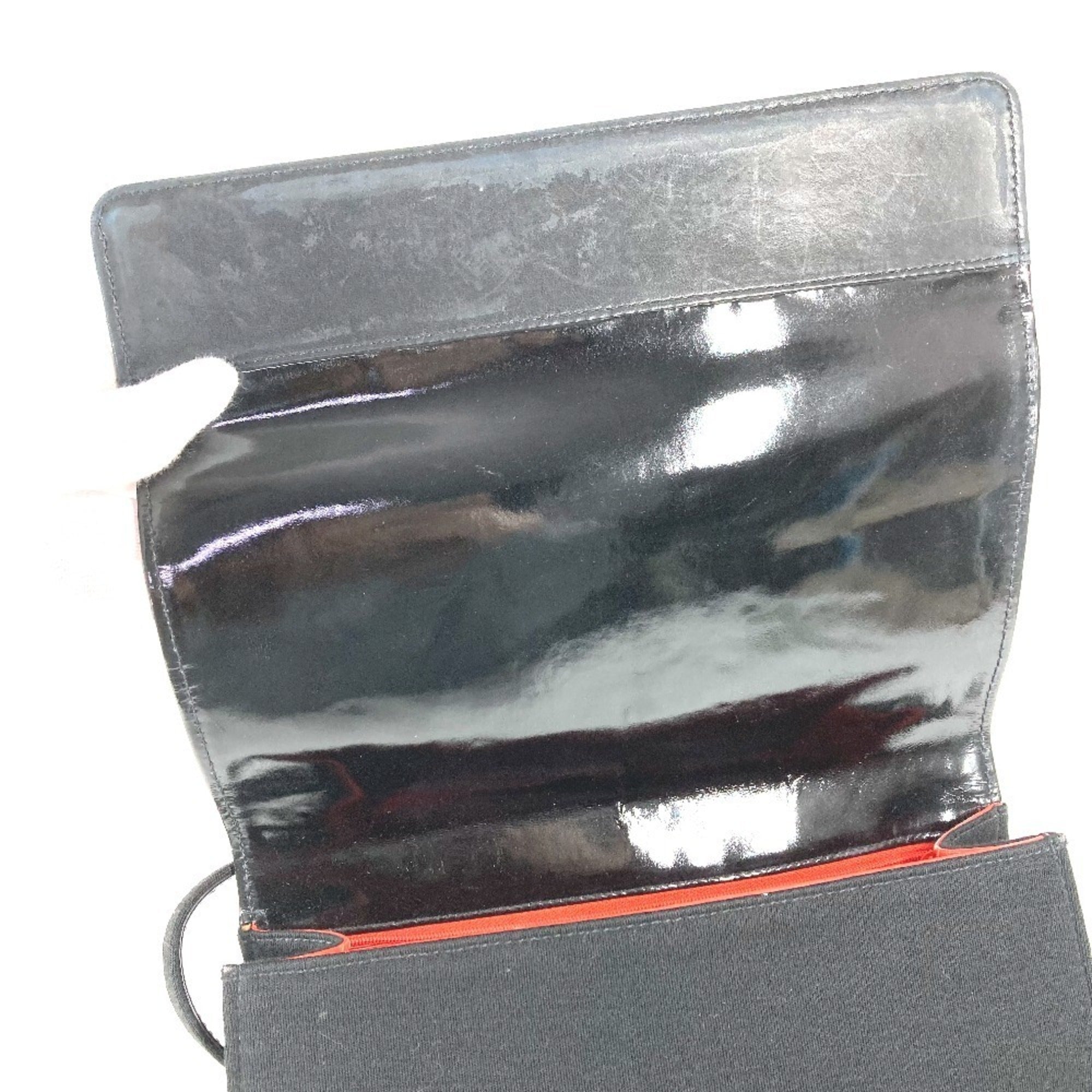 Chanel Black Cotton Patent Leather Shoulder Bag (Pre-Owned)