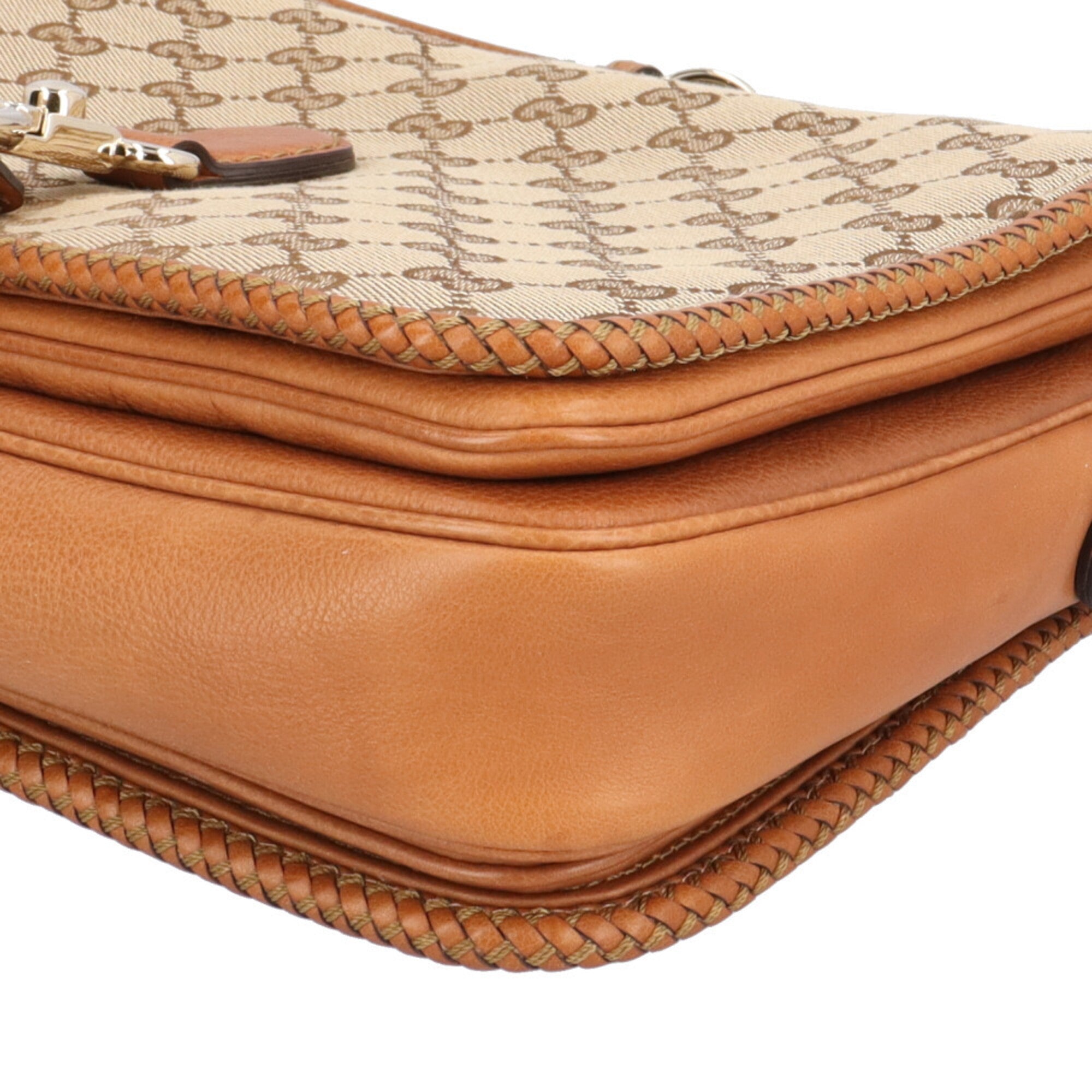Gucci Gg Canvas Beige Beige Brown Gg Canvas Shoulder Bag (Pre-Owned)