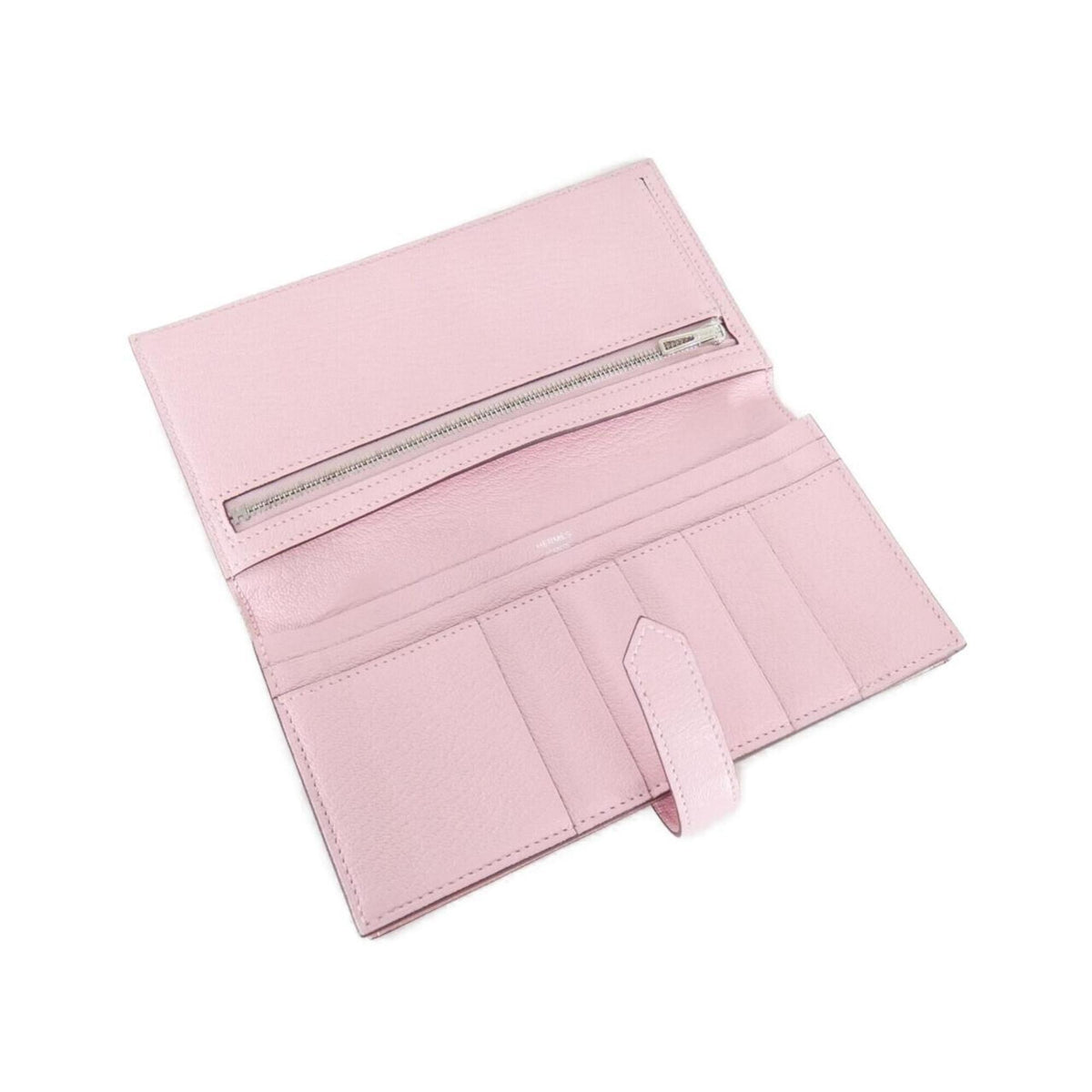 Hermes Rose Sakura Chevre Leather Long Wallet (Bi-Fold) (Pre-Owned)