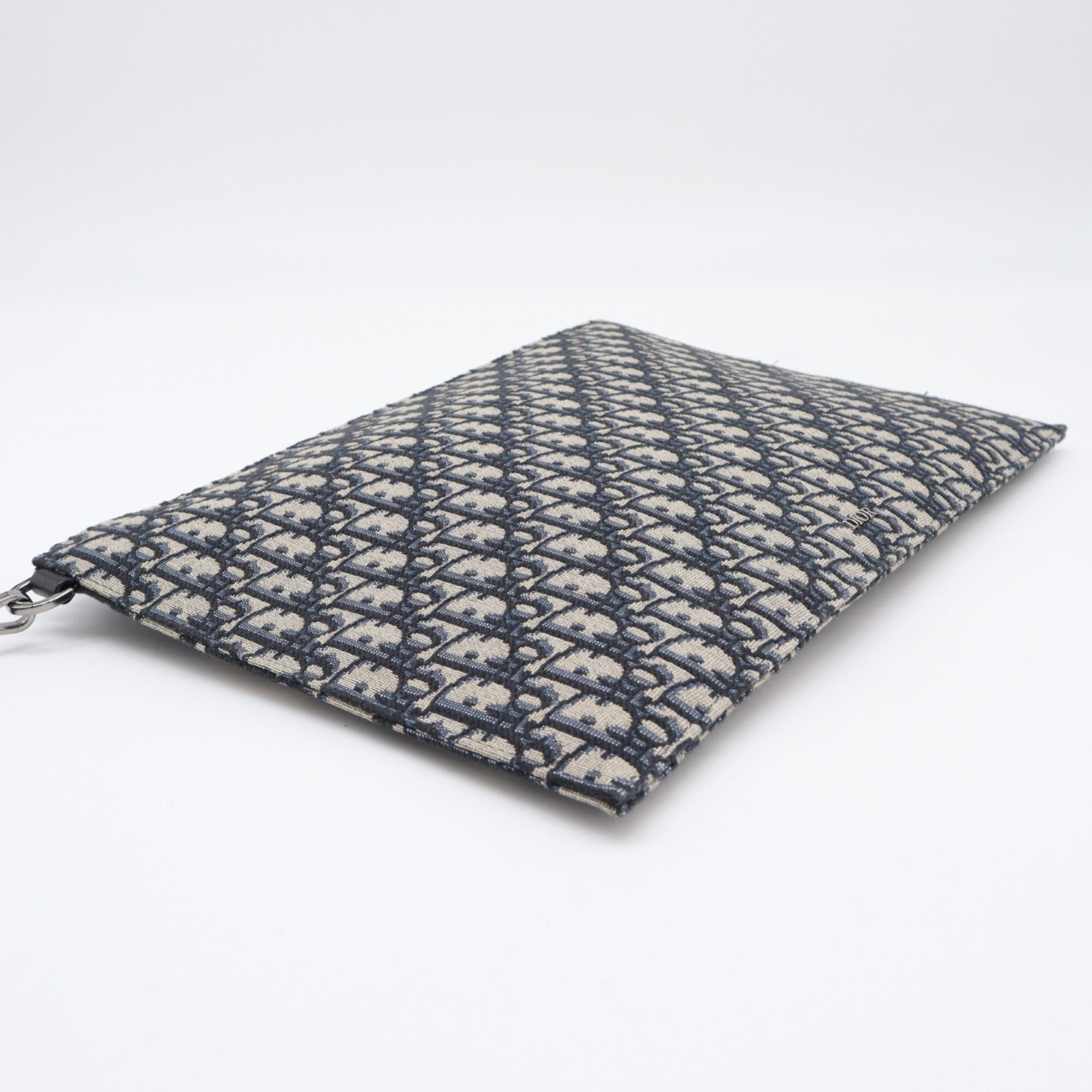 Christian Dior Beige Navy Cotton Leather Clutch Bag (Pre-Owned)
