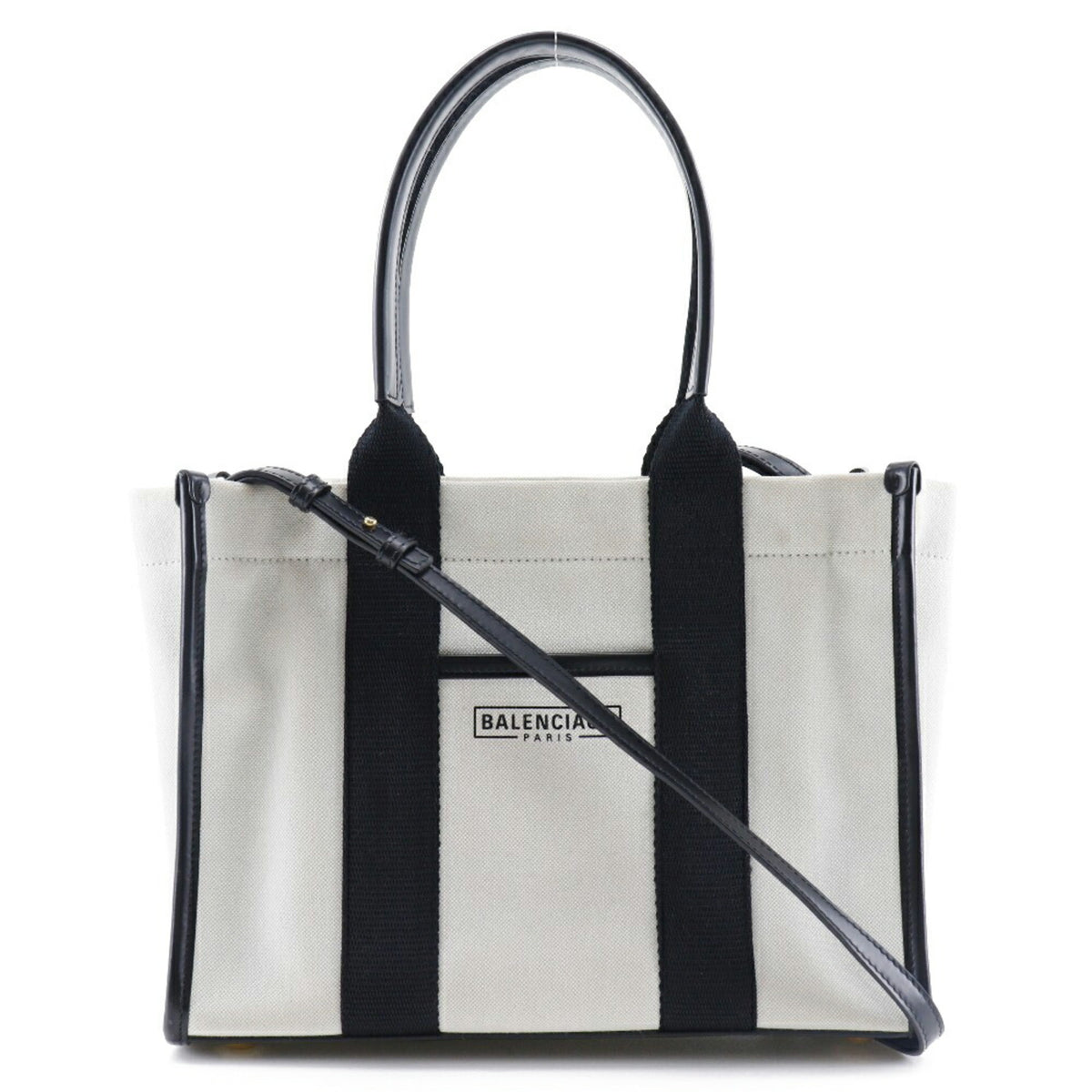Balenciaga Black White Canvas Pouch Tote Bag (Pre-Owned)