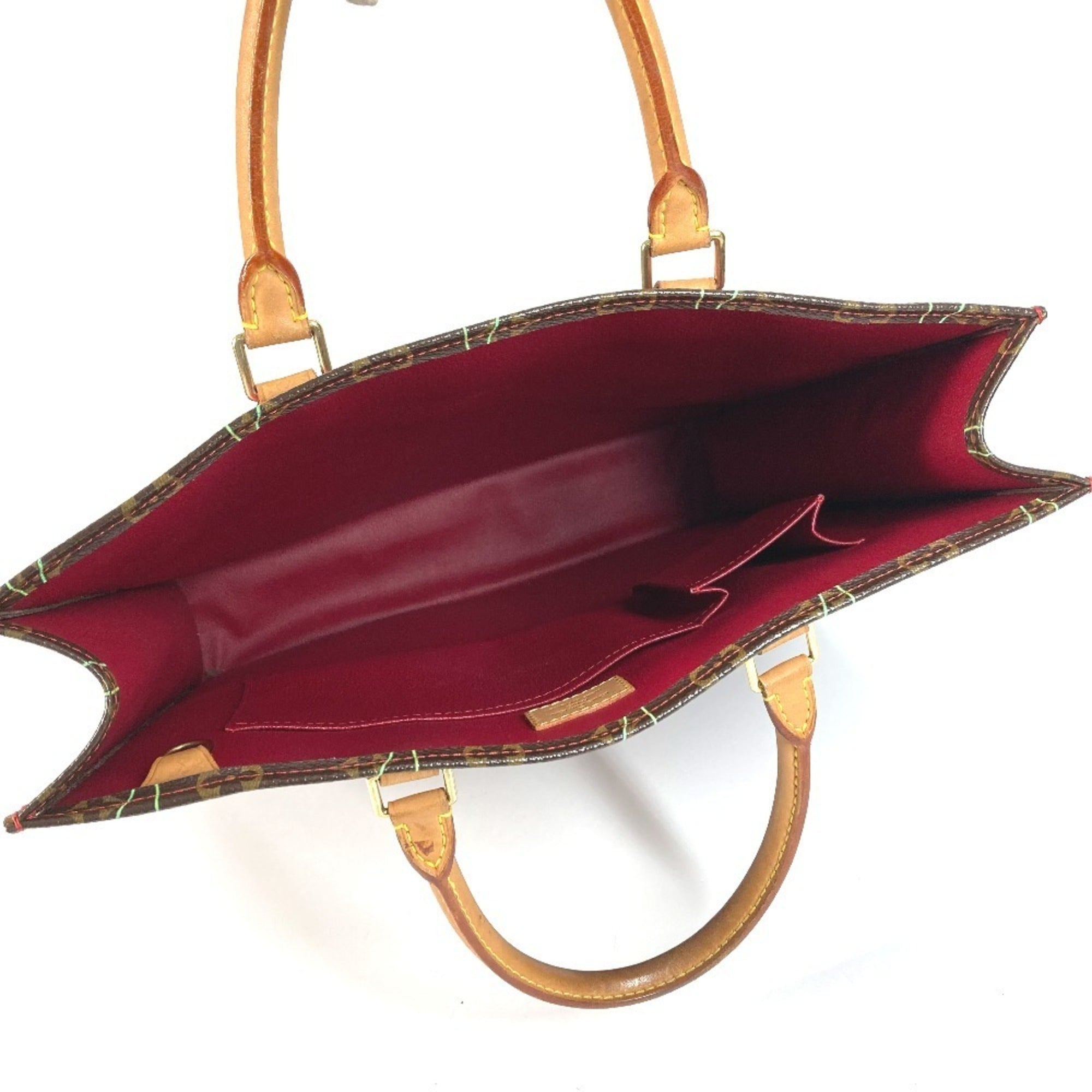Louis Vuitton Brown Monogram Cherry Red Color Monogram Leather Shoulder Bag Tote Bag (Pre-Owned)