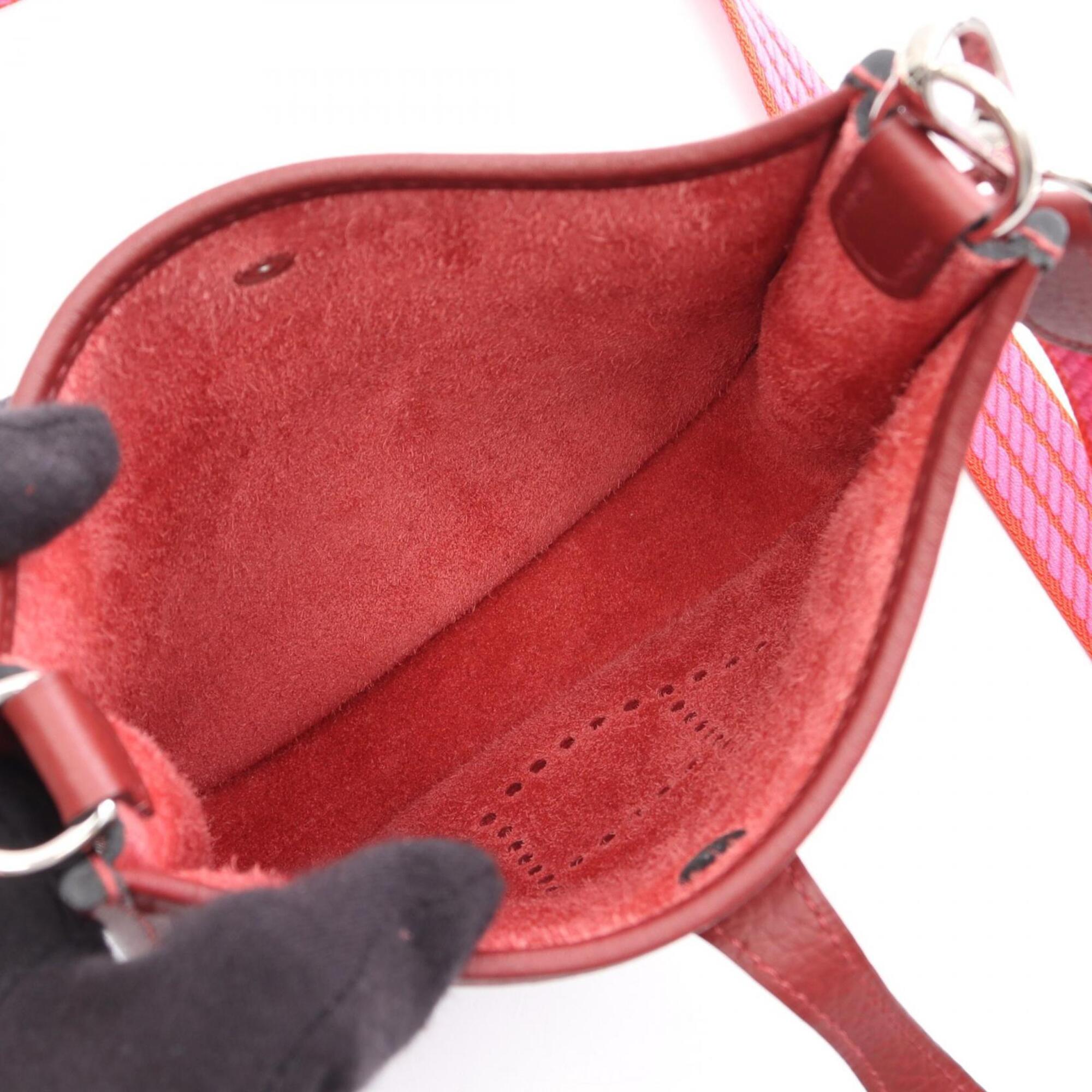 Hermes Bordeaux Rouge H Taurillon Clemence Leather Handbag Shoulder Bag (Pre-Owned)