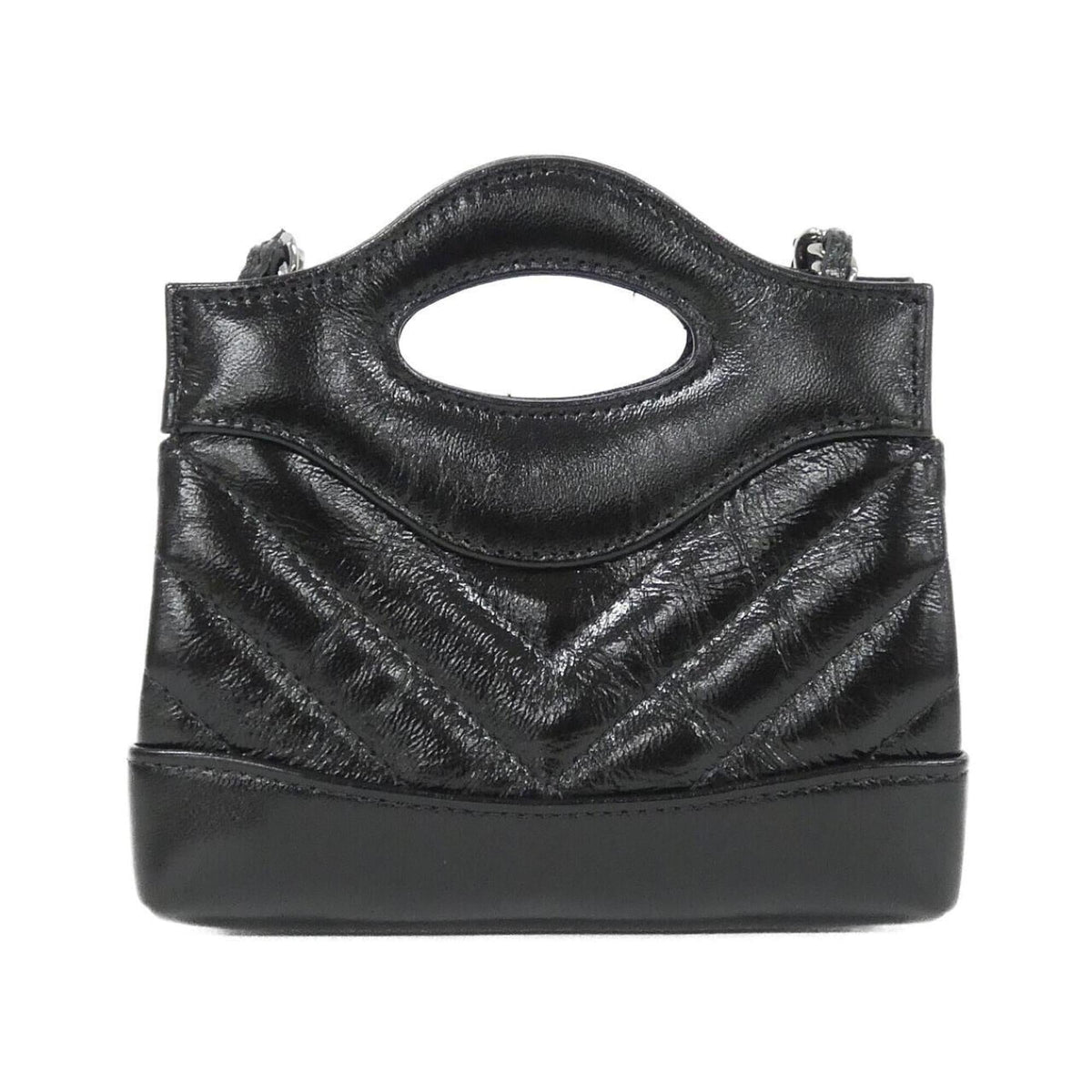Chanel Black Leather Handbag Shoulder Bag (Pre-Owned)
