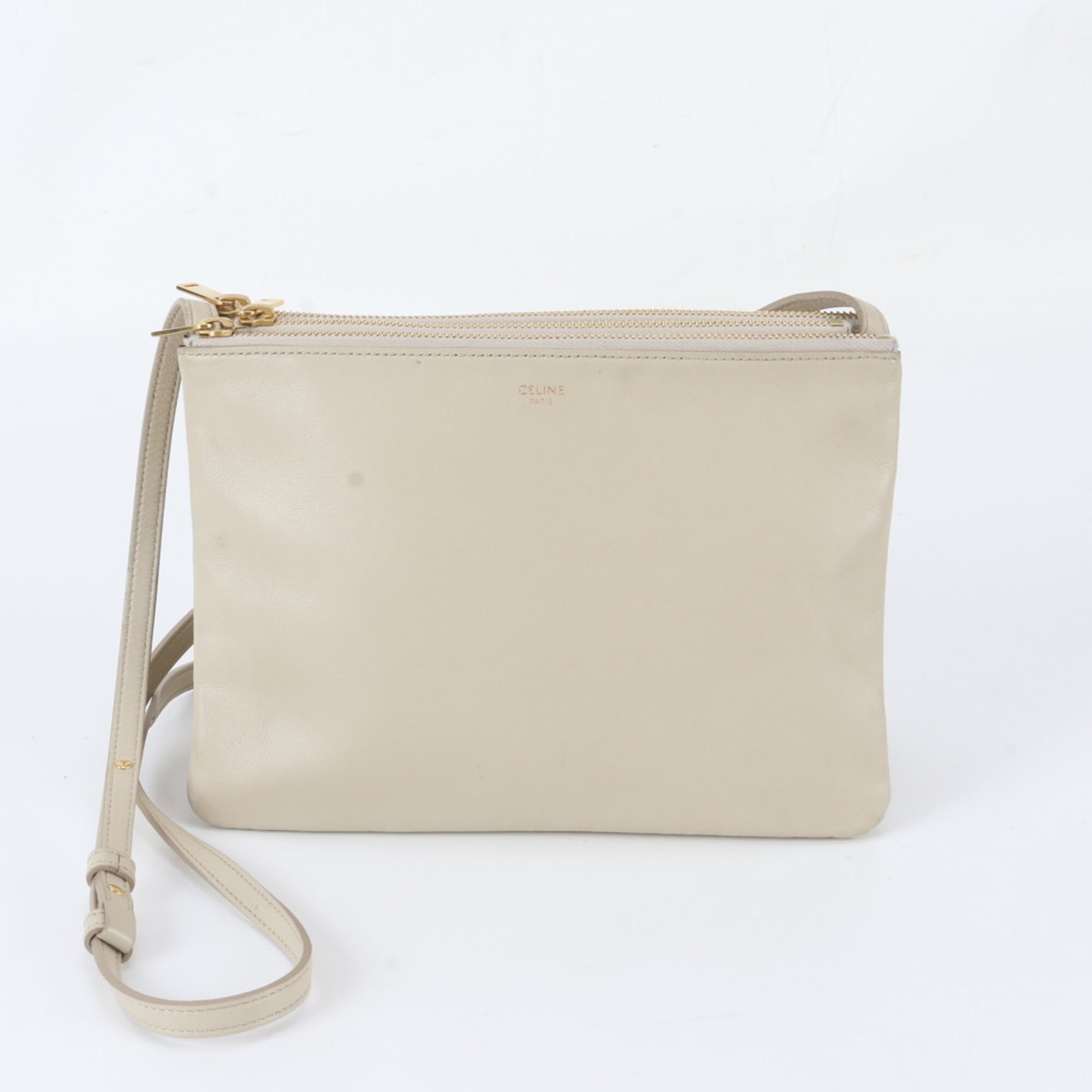 Celine Beige Leather Crossbody Bag Shoulder Bag (Pre-Owned)