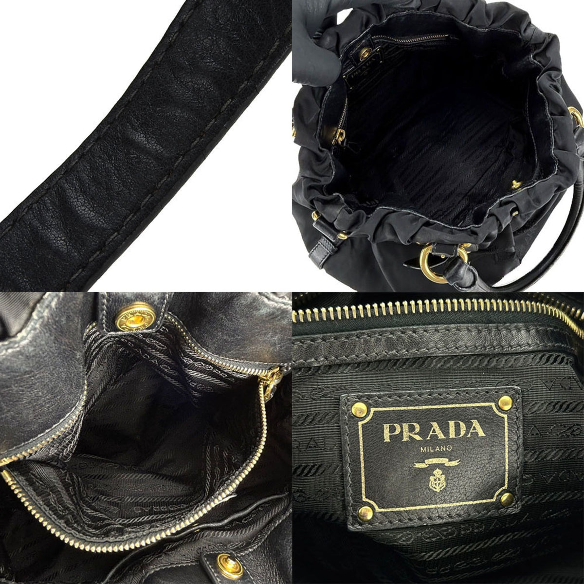 Prada Black Nylon Leather Handbag (Pre-Owned)