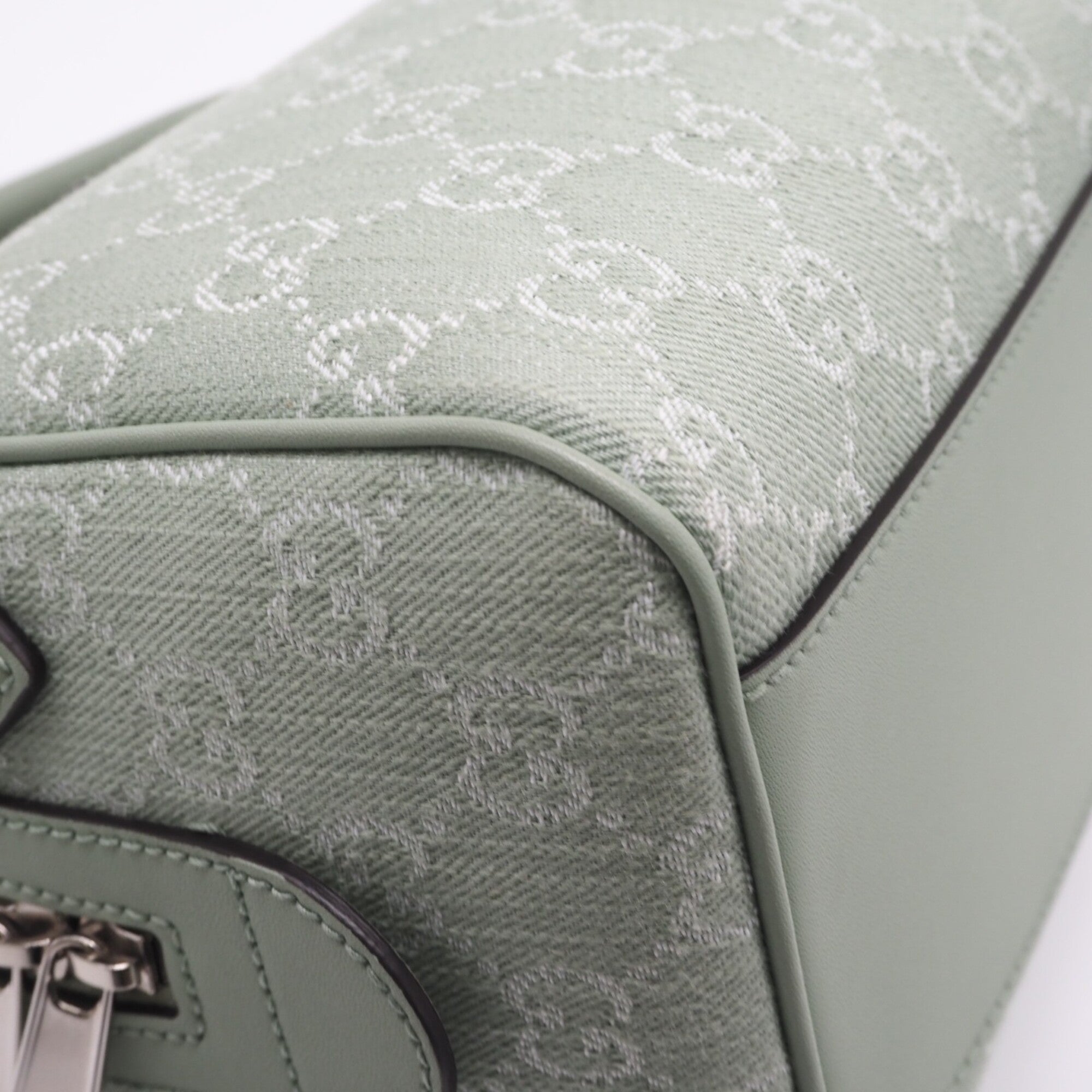 Gucci Green Gg Canvas Boston Bag Handbag (Pre-Owned)