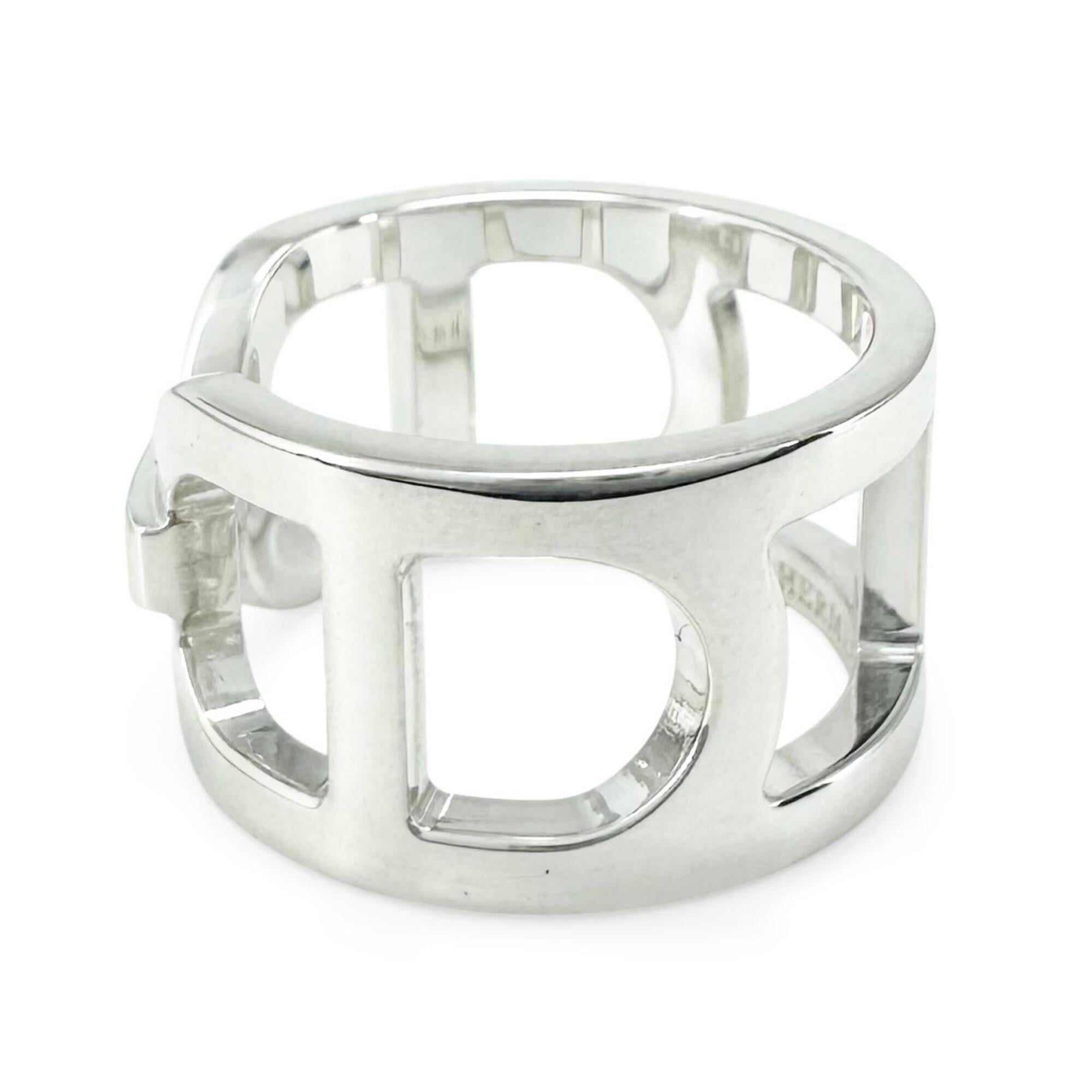 Hermes Silver Silver 925 Band Ring (Pre-Owned)