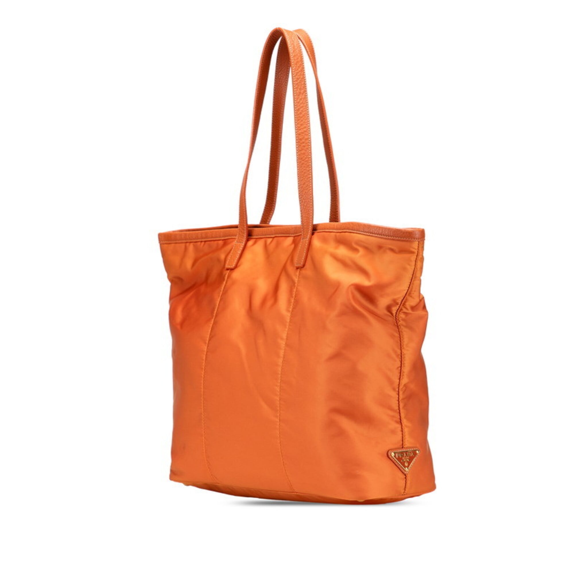Prada Orange Leather Jacquard Shoulder Bag Tote Bag (Pre-Owned)