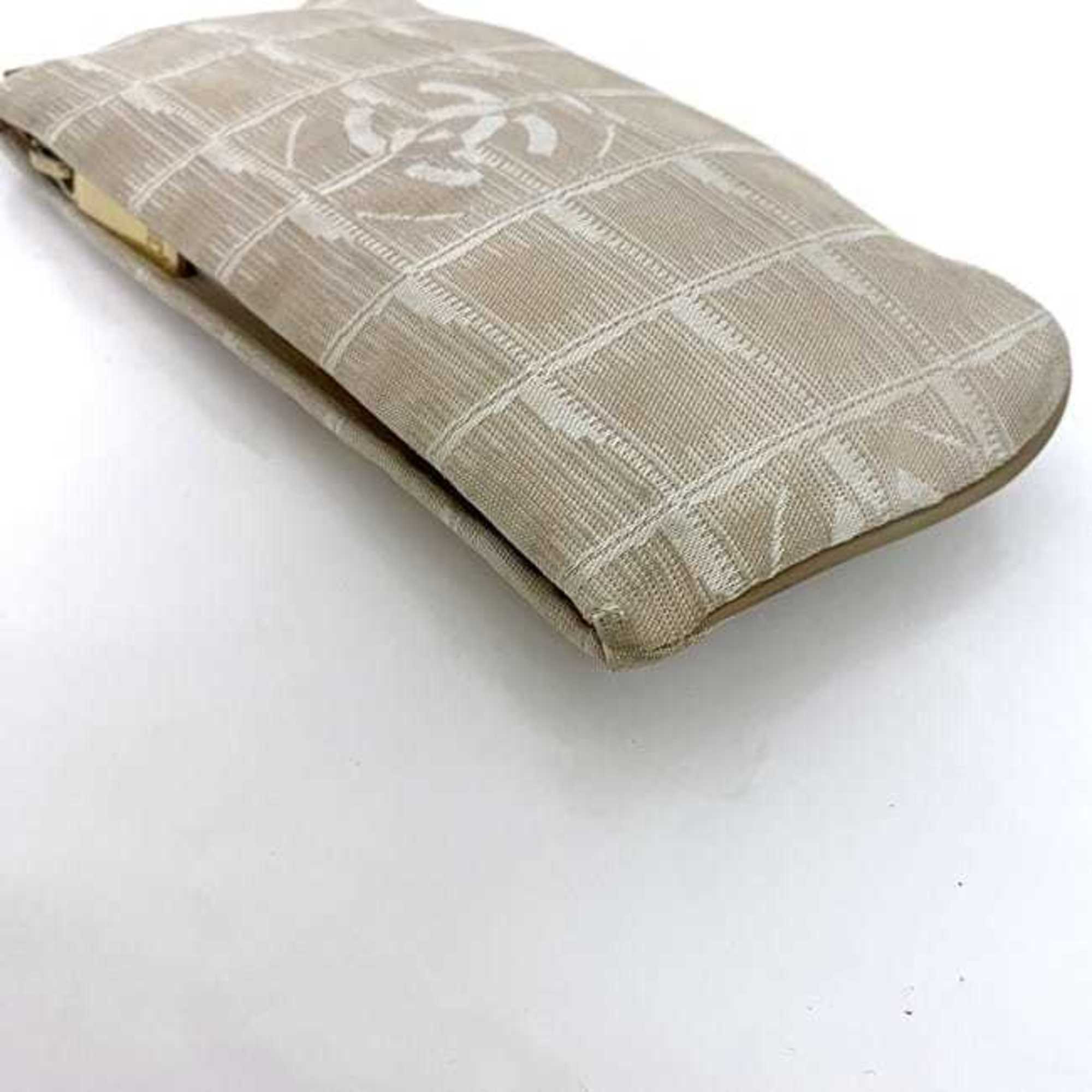 Chanel New Travel Line Beige Nylon Leather Pouch (Pre-Owned)