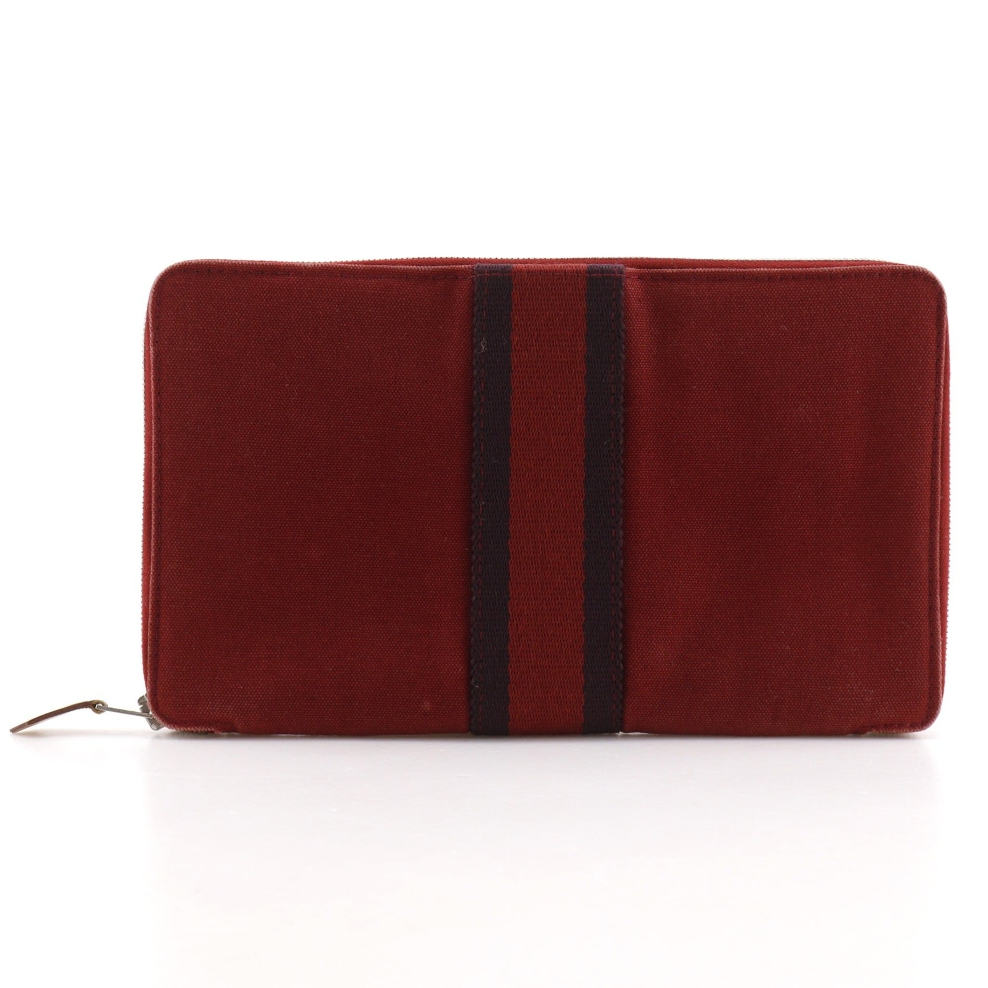 Hermes Red Color Canvas Long Wallet (Bi-Fold) (Pre-Owned)