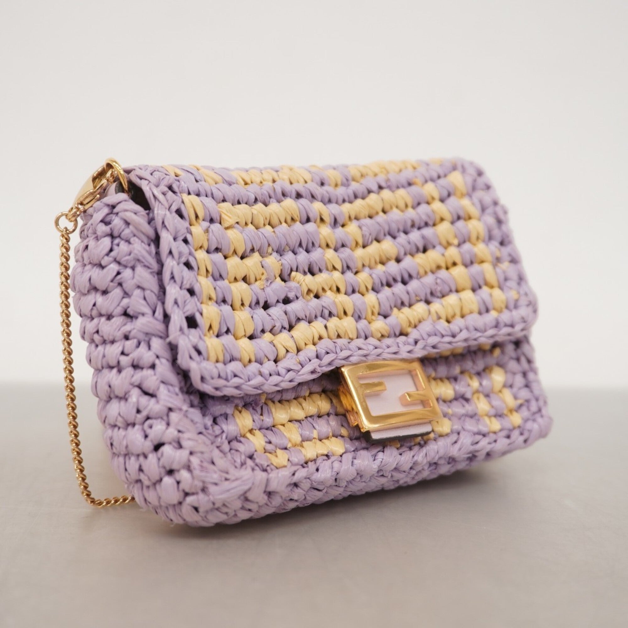 Fendi Purple Raffia Shoulder Bag (Pre-Owned)