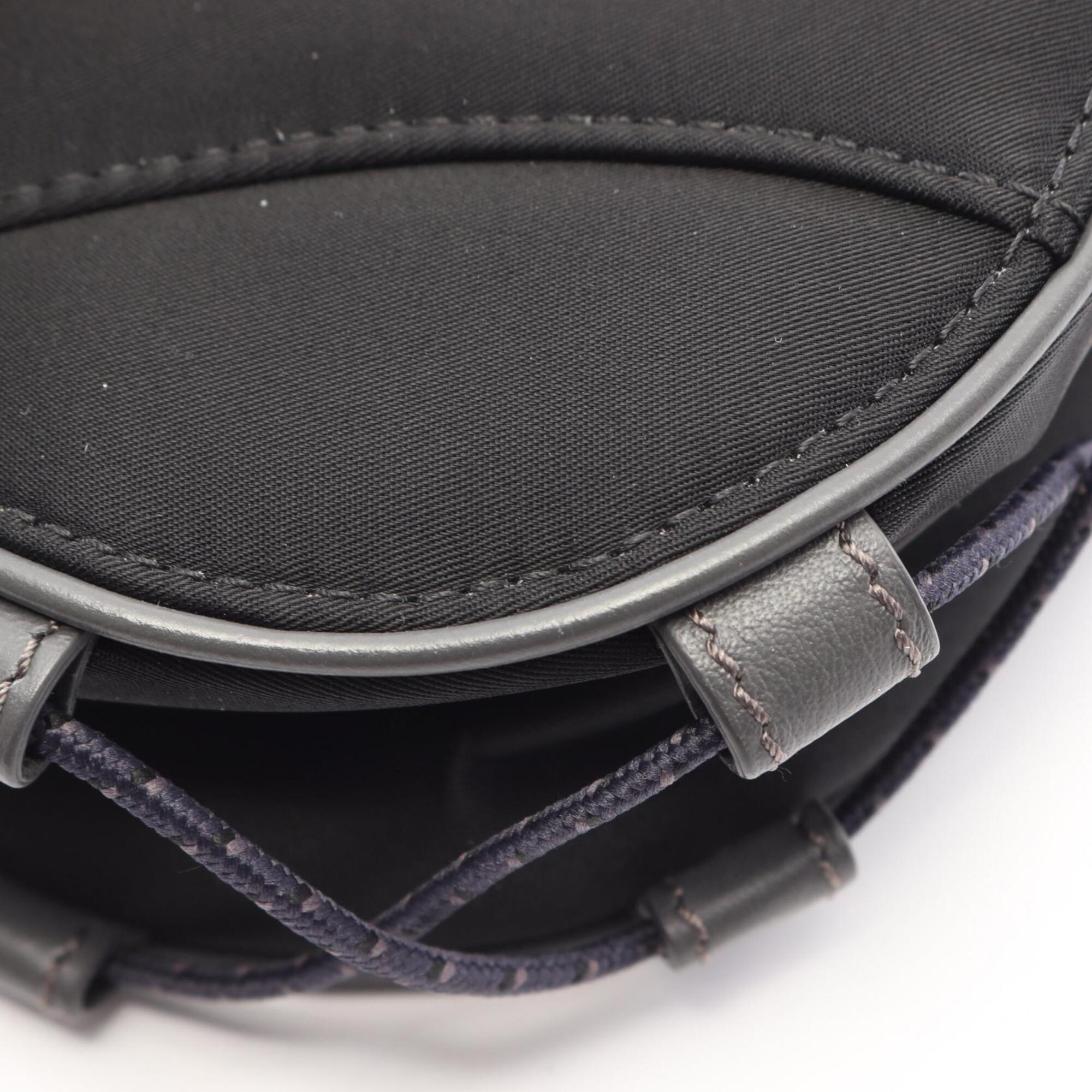 Christian Dior Black Nylon Leather Saddle Bag Shoulder Bag (Pre-Owned)