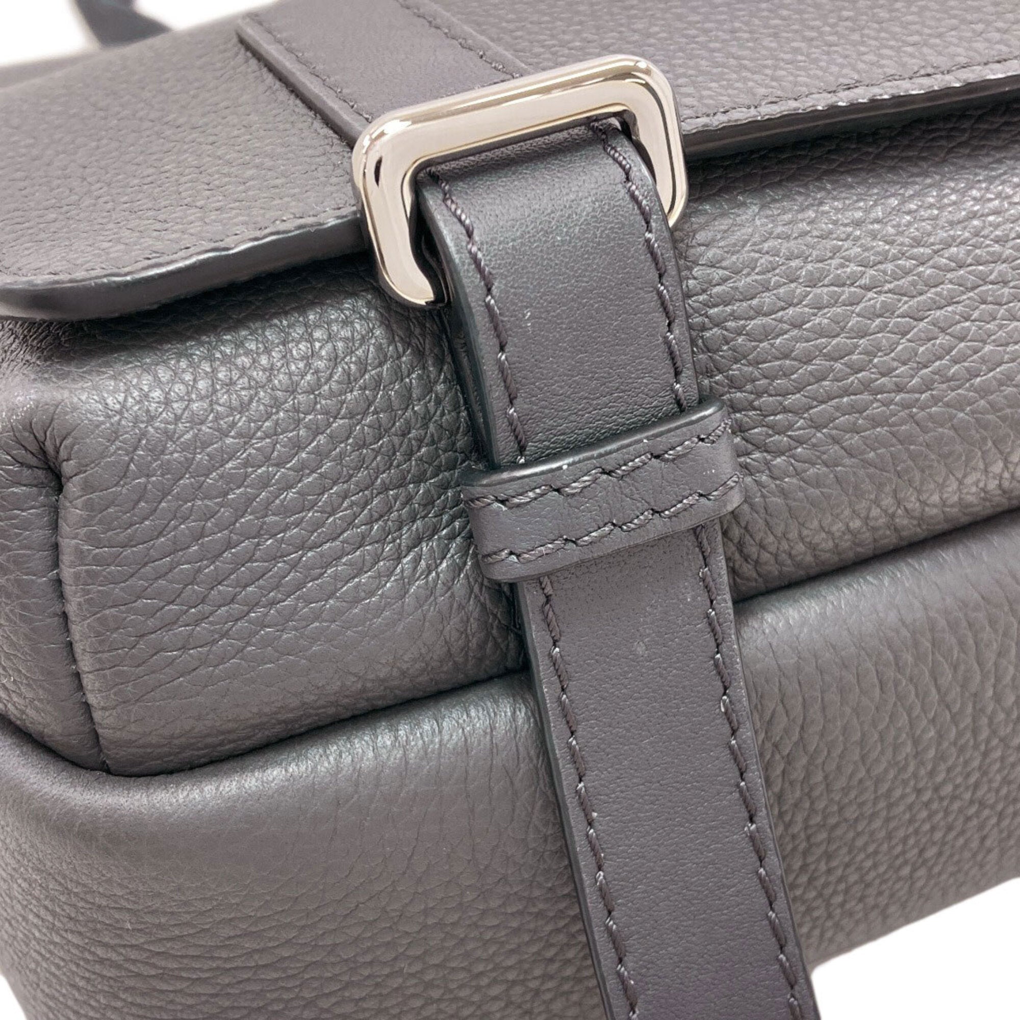 Loewe Gray Leather Messenger Bag Shoulder Bag (Pre-Owned)