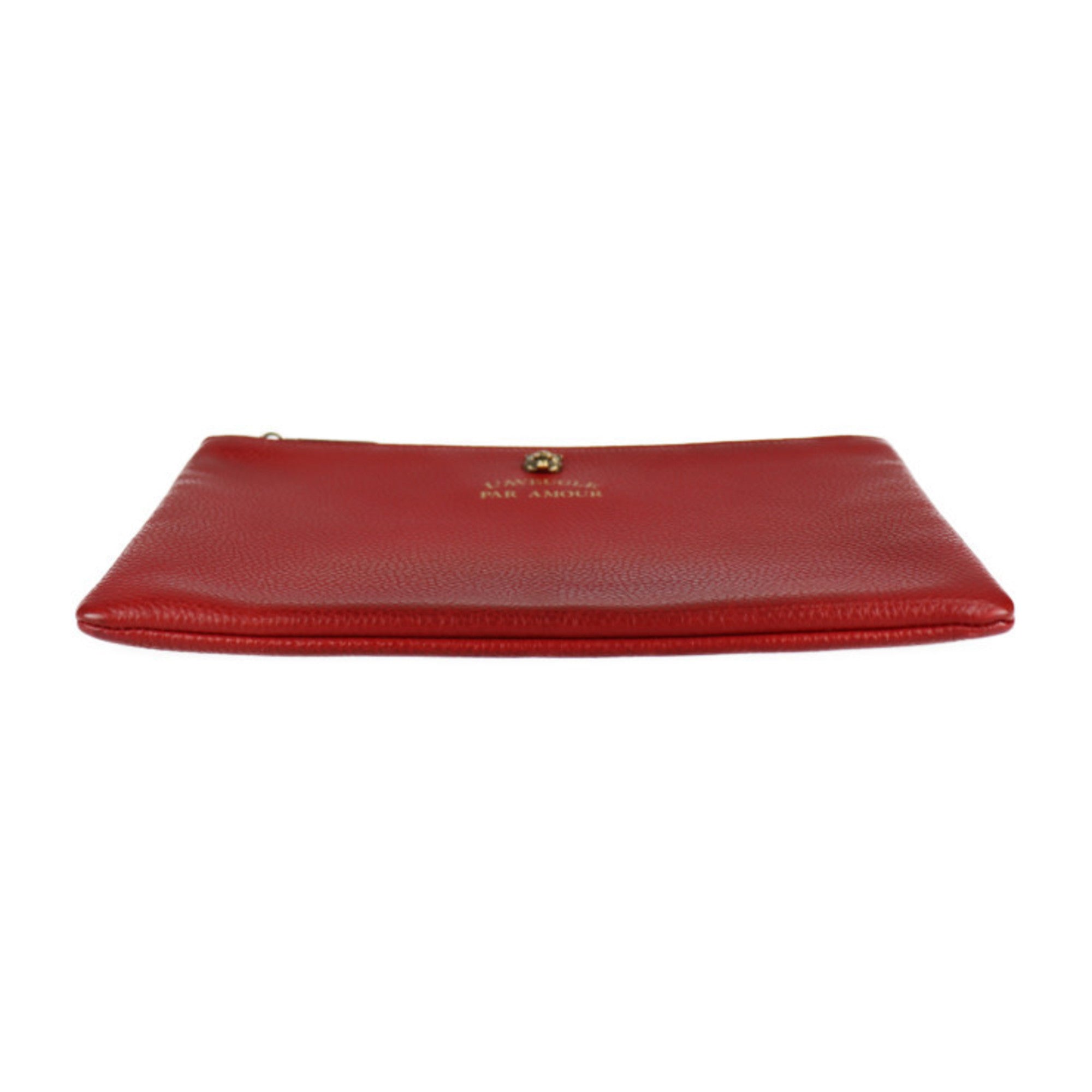 Gucci Animalier Black Red Color Leather Clutch Bag Handbag (Pre-Owned)