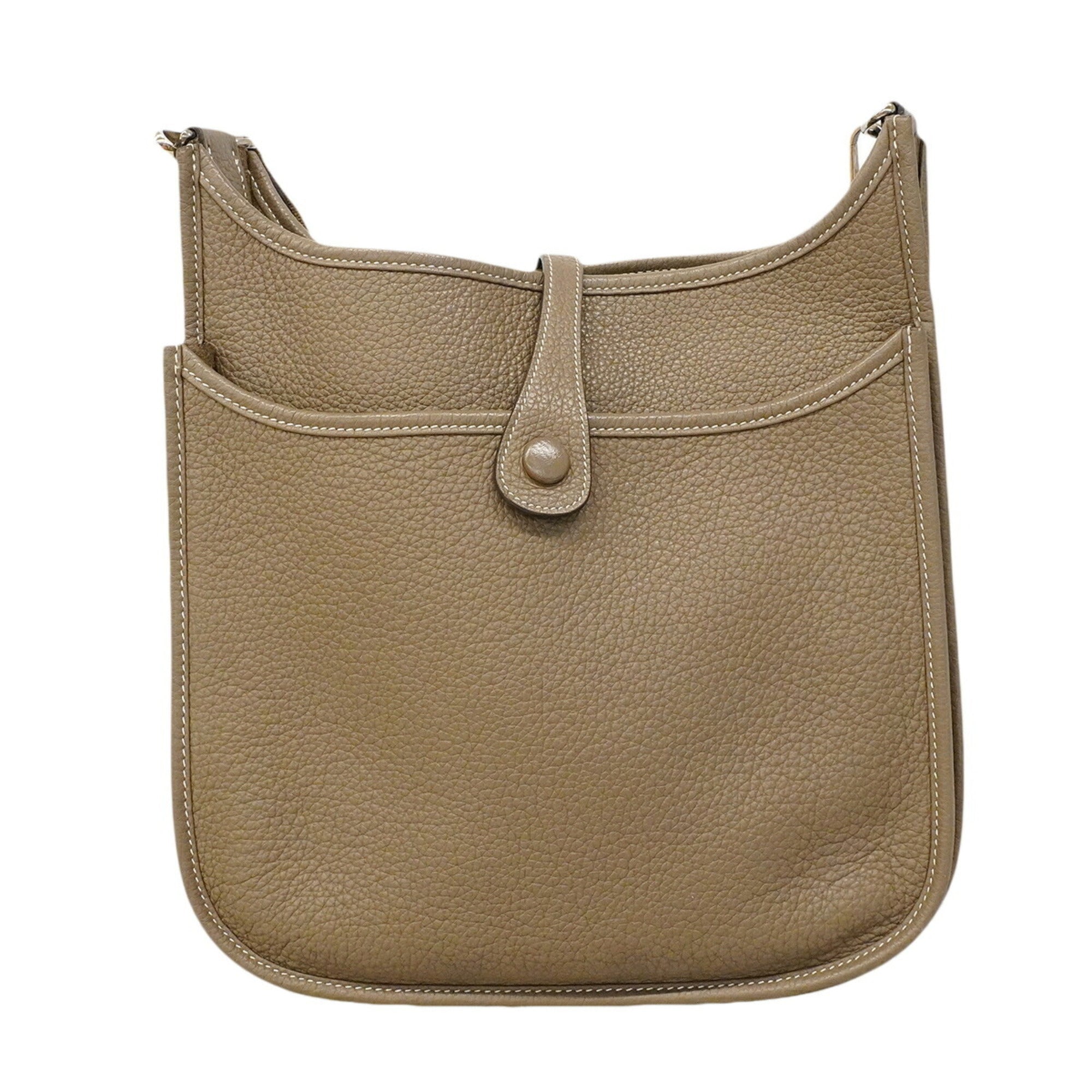 Hermes Etoupe Gray Taurillon Clemence Leather Shoulder Bag (Pre-Owned)