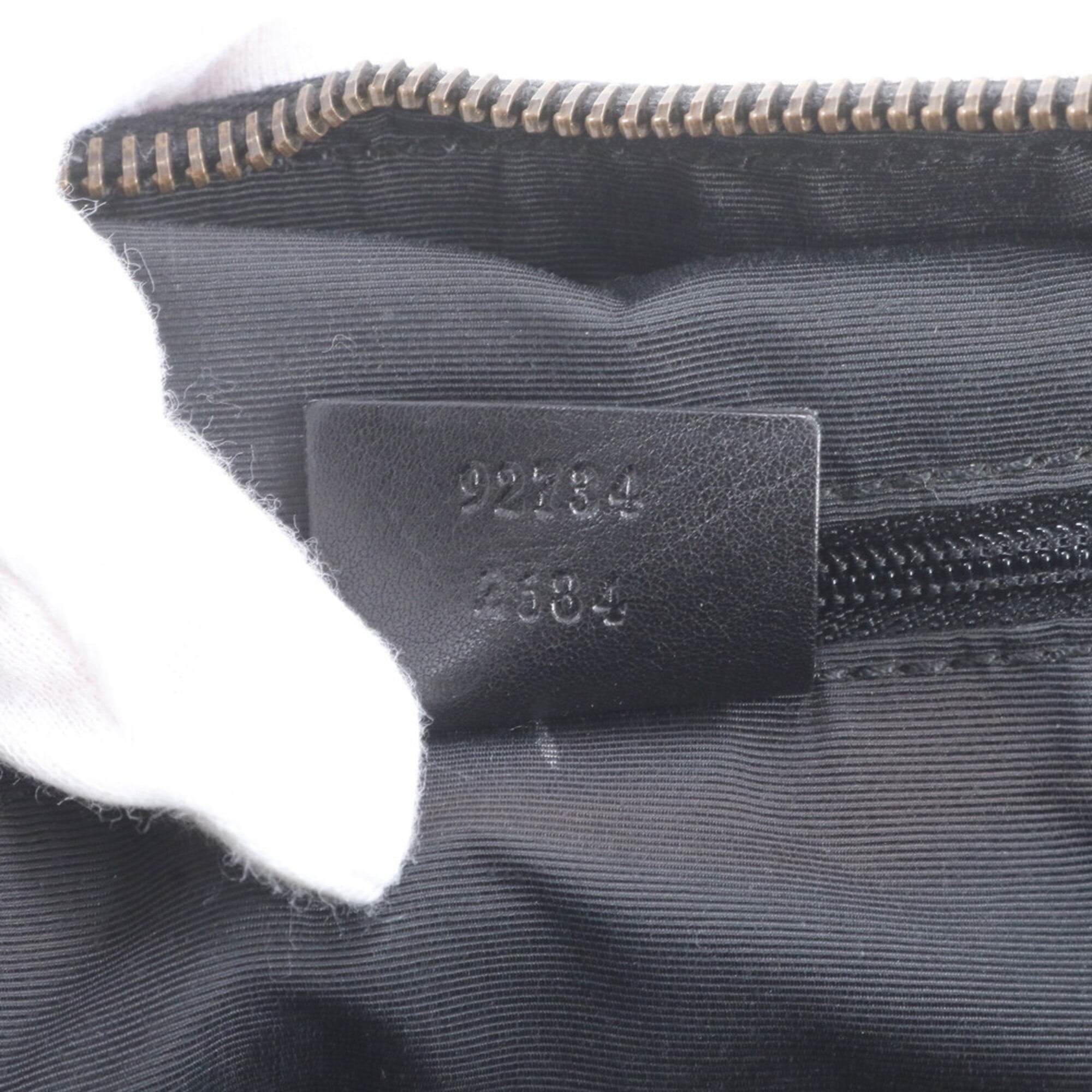 Gucci Black Leather Canvas Handbag Shoulder Bag Tote Bag (Pre-Owned)