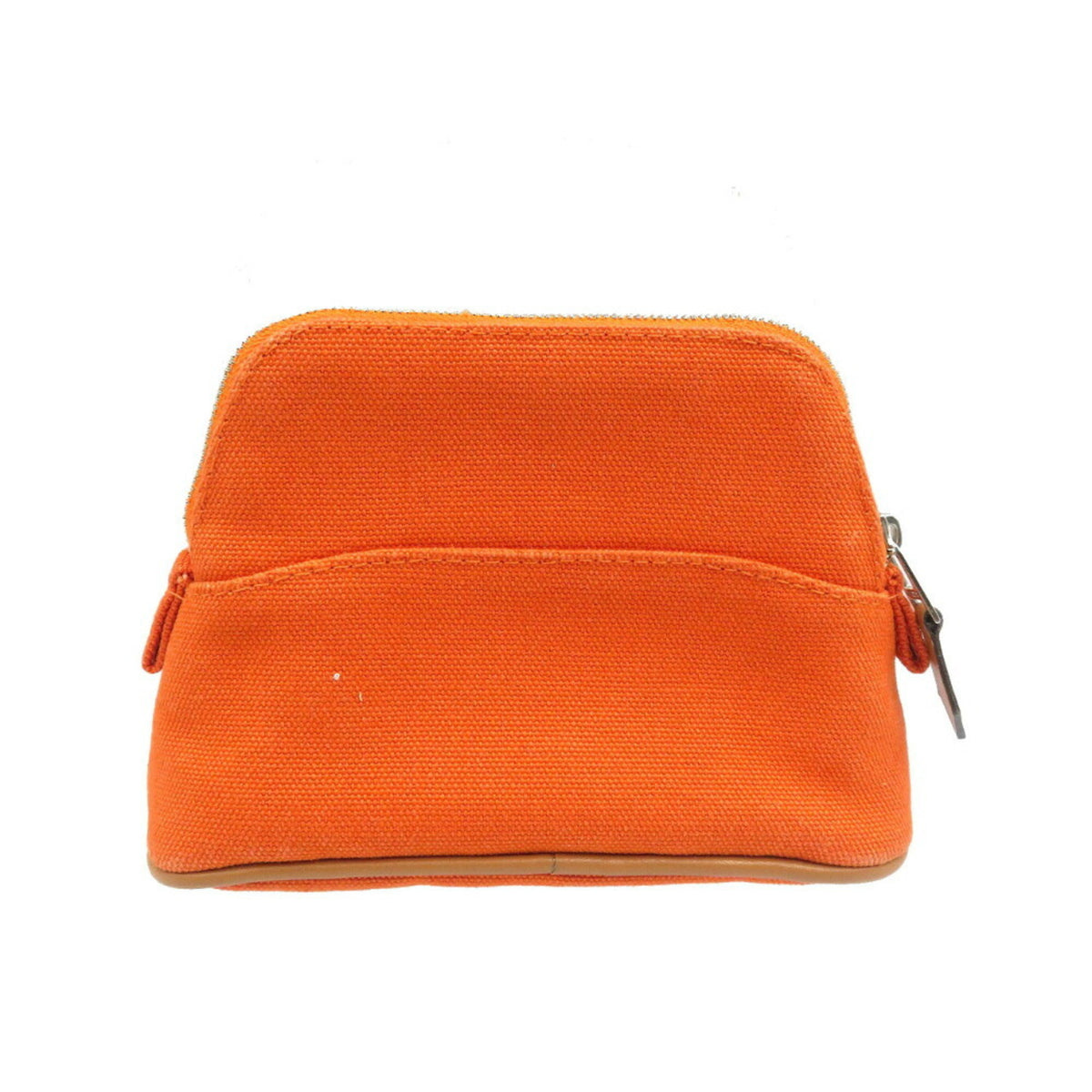 Hermes Beige Orange Cotton Leather Pouch (Pre-Owned)
