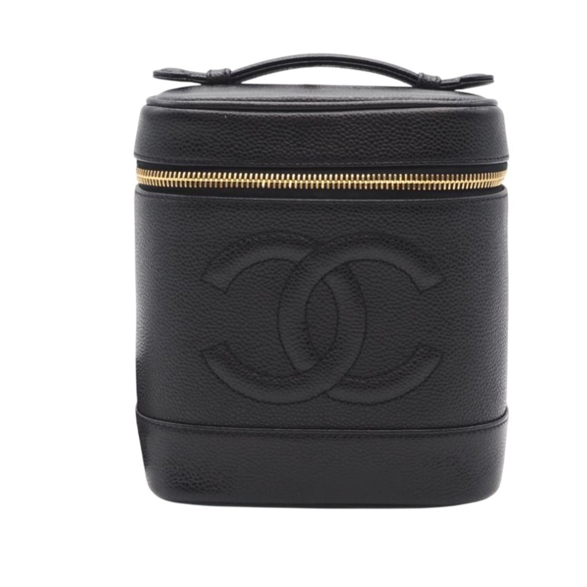 Chanel Black Leather Handbag Vanity Bag (Pre-Owned)