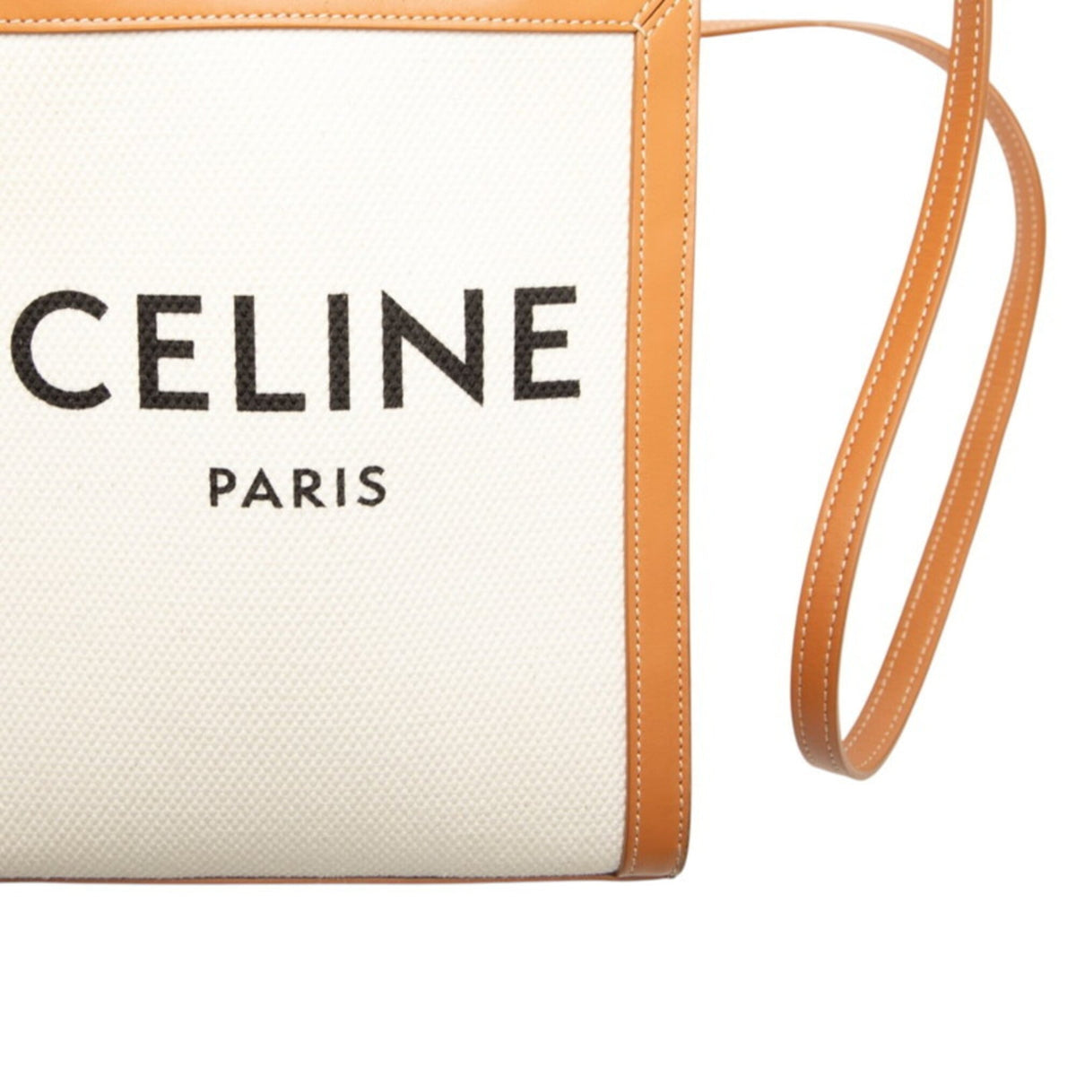 Celine Brown Canvas Leather Handbag Shoulder Bag (Pre-Owned)