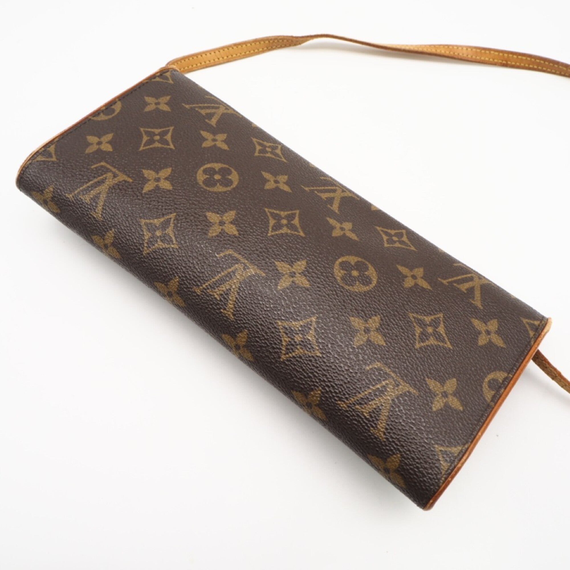 Louis Vuitton Brown Coated Canvas Leather Pochette Shoulder Bag (Pre-Owned)