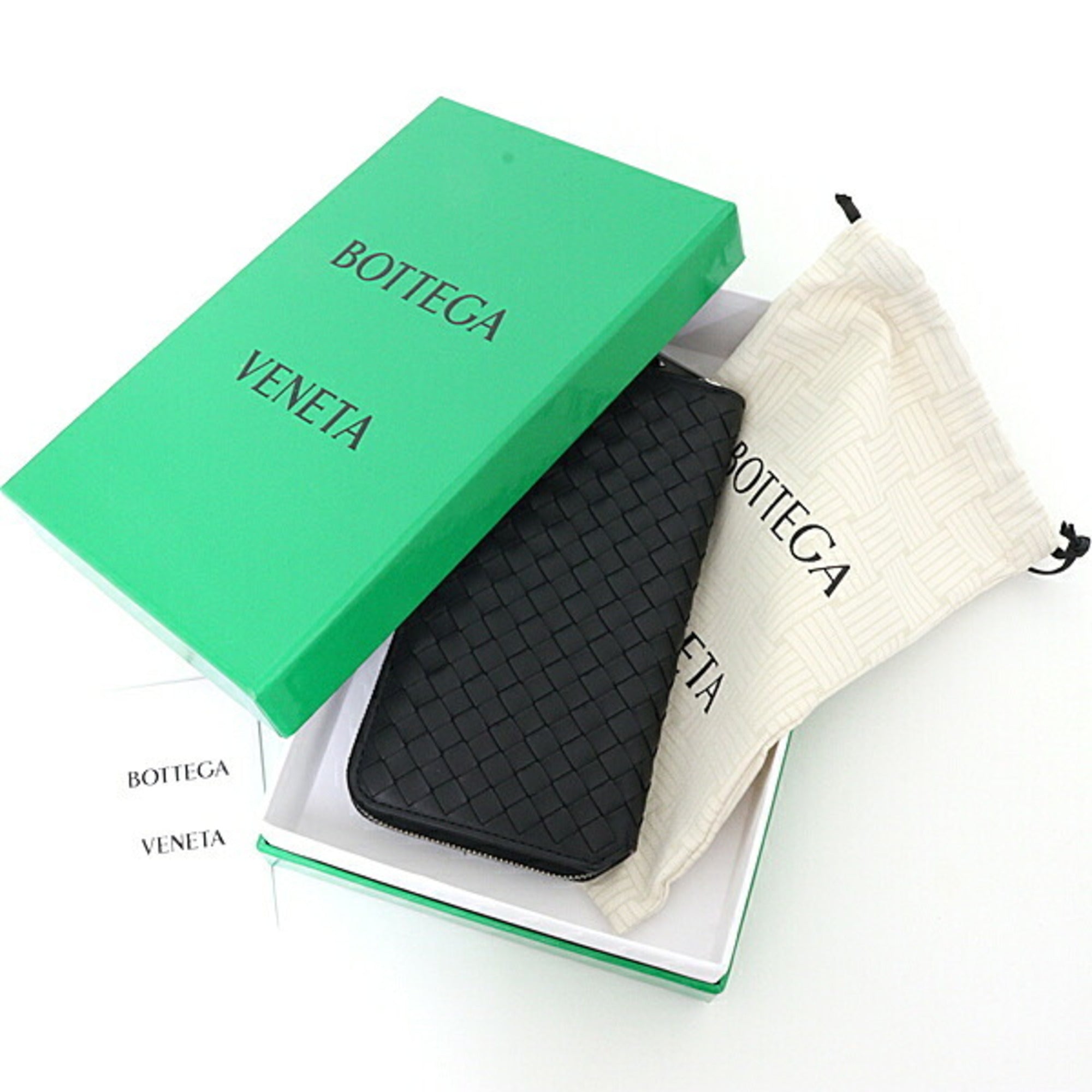 Bottega Veneta Black Leather Long Wallet (Bi-Fold) (Pre-Owned)
