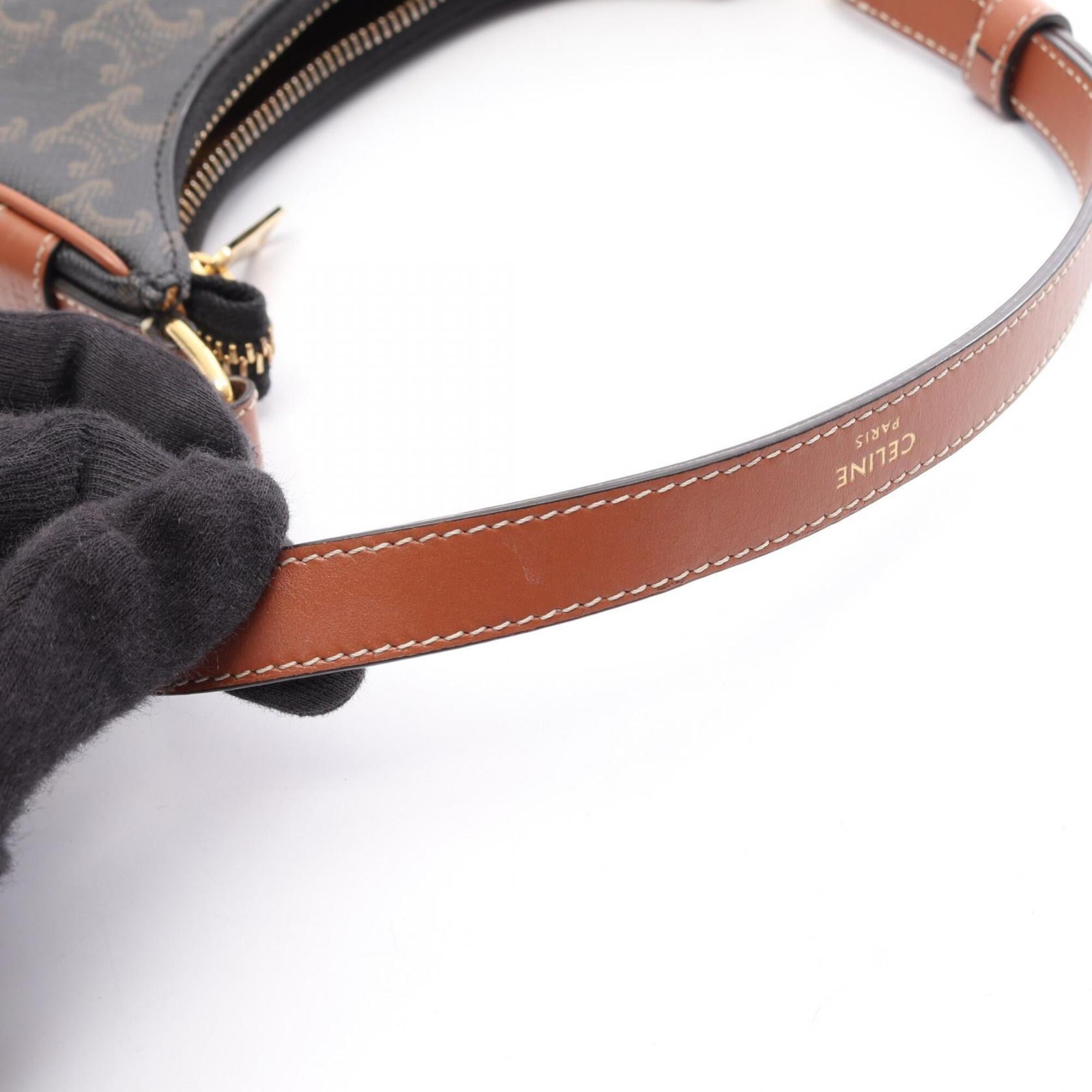 Celine Black Brown Coated Canvas Leather Handbag (Pre-Owned)