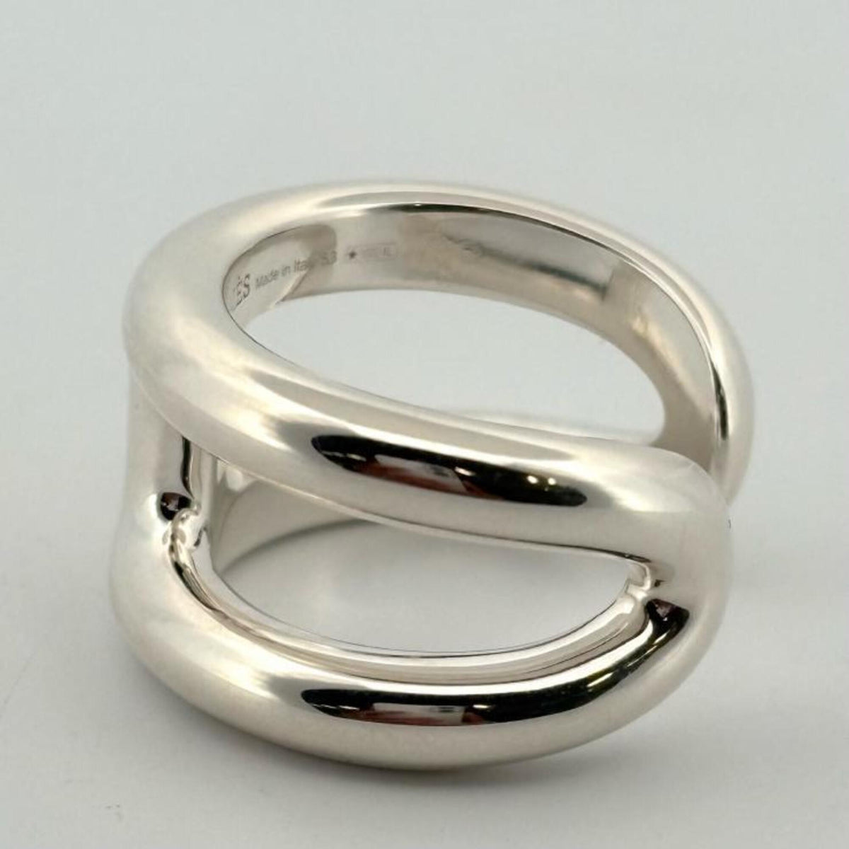 Hermes Silver Silver 925 Band Ring (Pre-Owned)