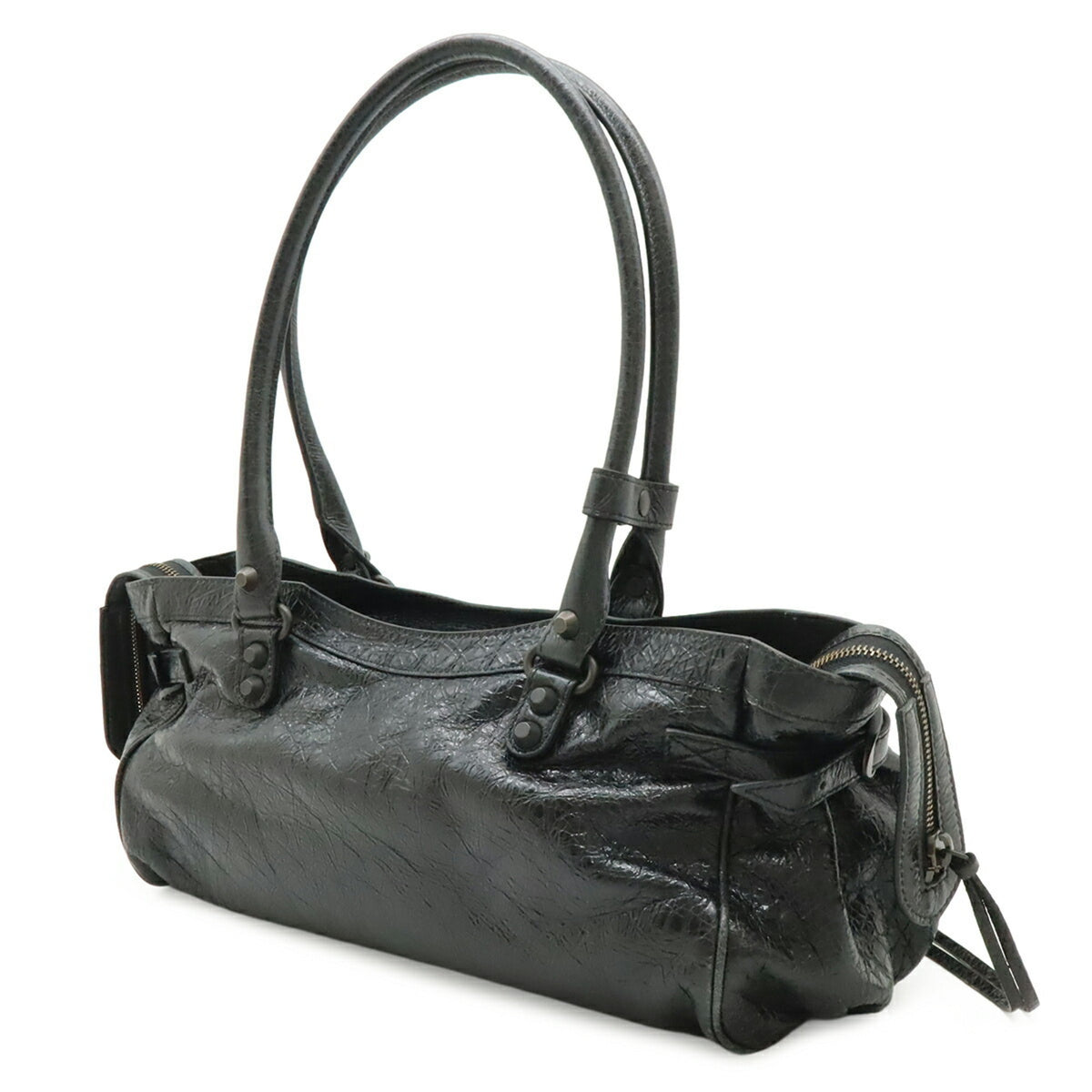 Balenciaga Black Leather Shoulder Bag Tote Bag (Pre-Owned)