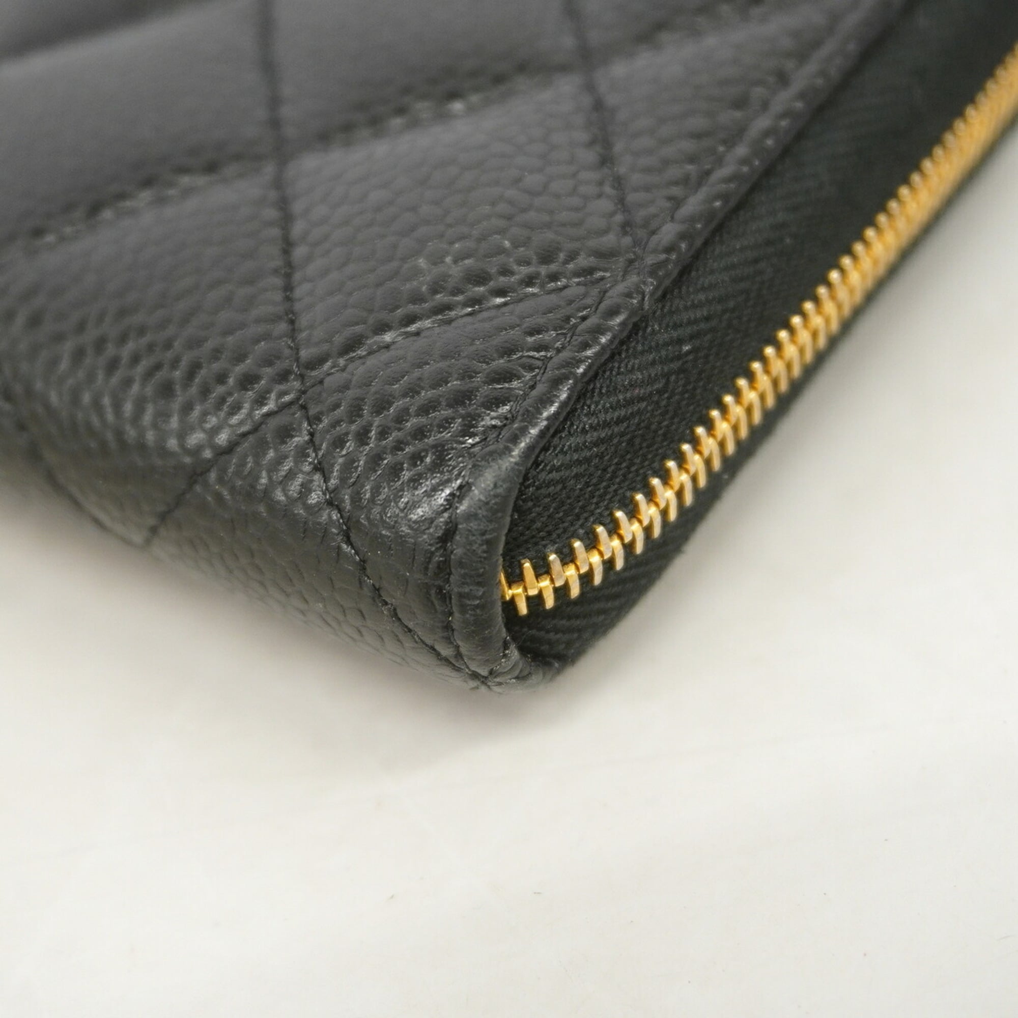 Chanel Black Grained Calfskin Long Wallet (Bi-Fold) (Pre-Owned)